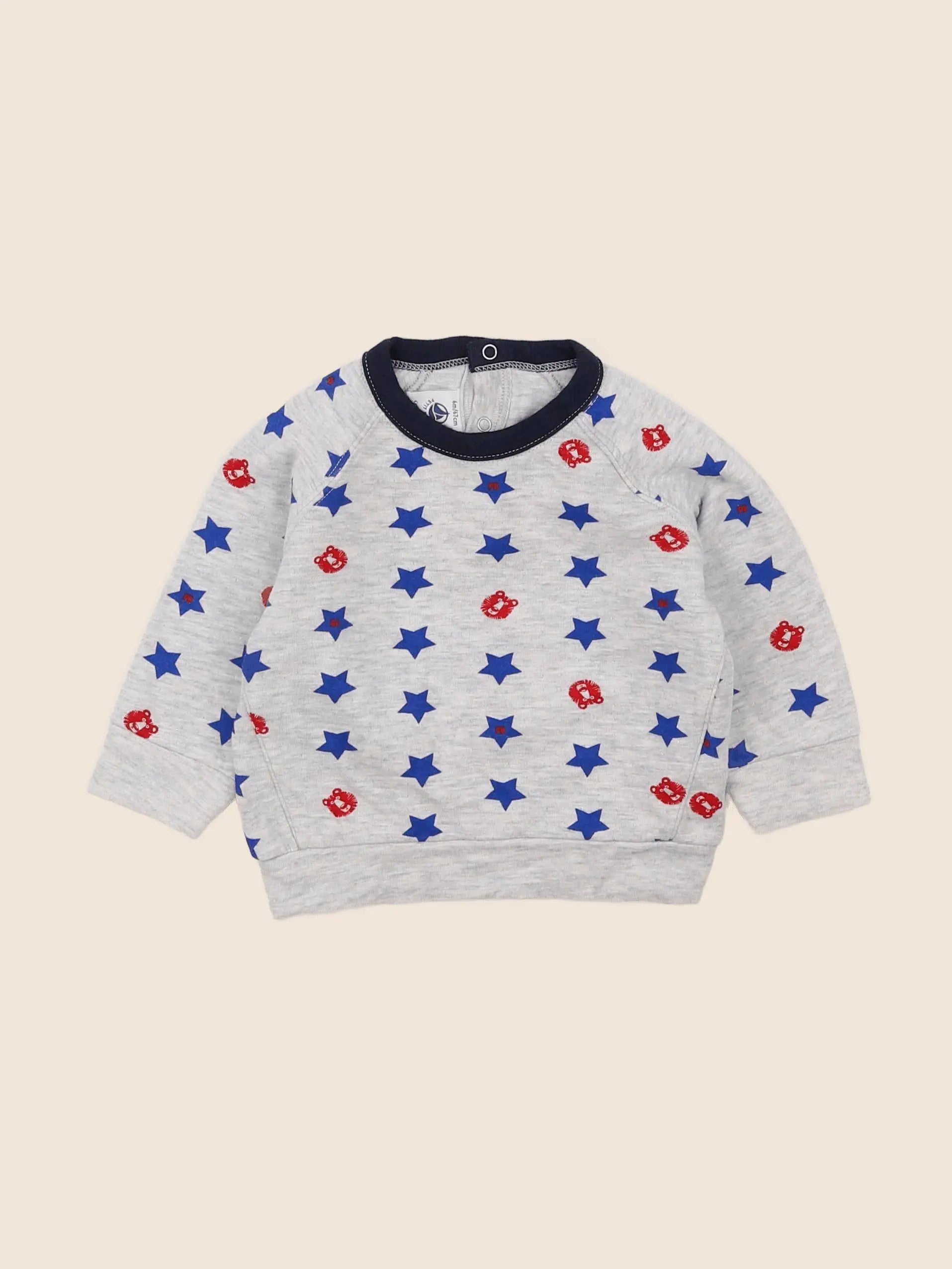 Petit Bateau - sweat gris - 6 mois