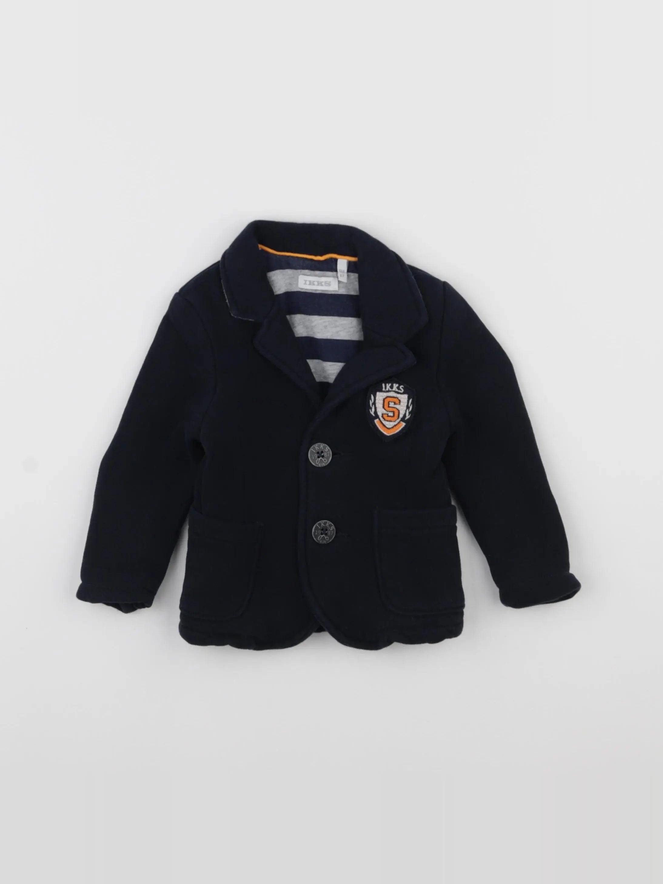 IKKS - veste imprimé au dos, doublé bleu - 6 mois