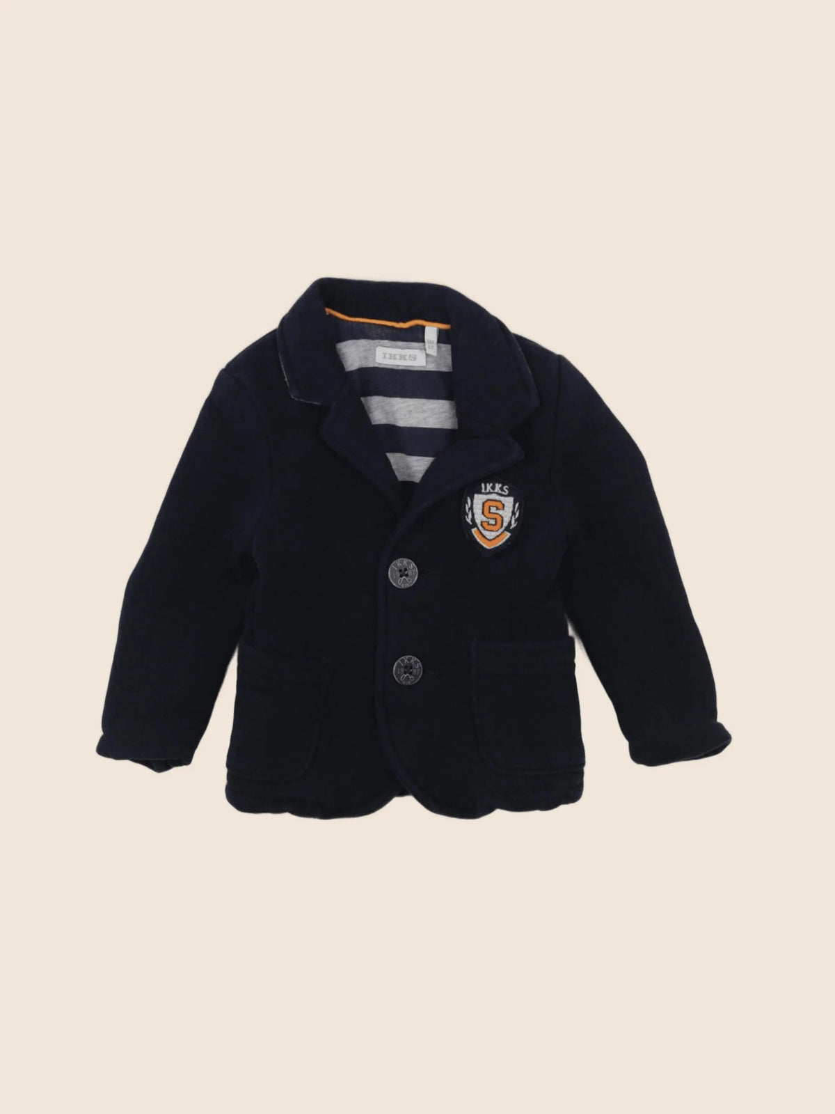 IKKS - veste imprimé au dos, doublé bleu - 6 mois