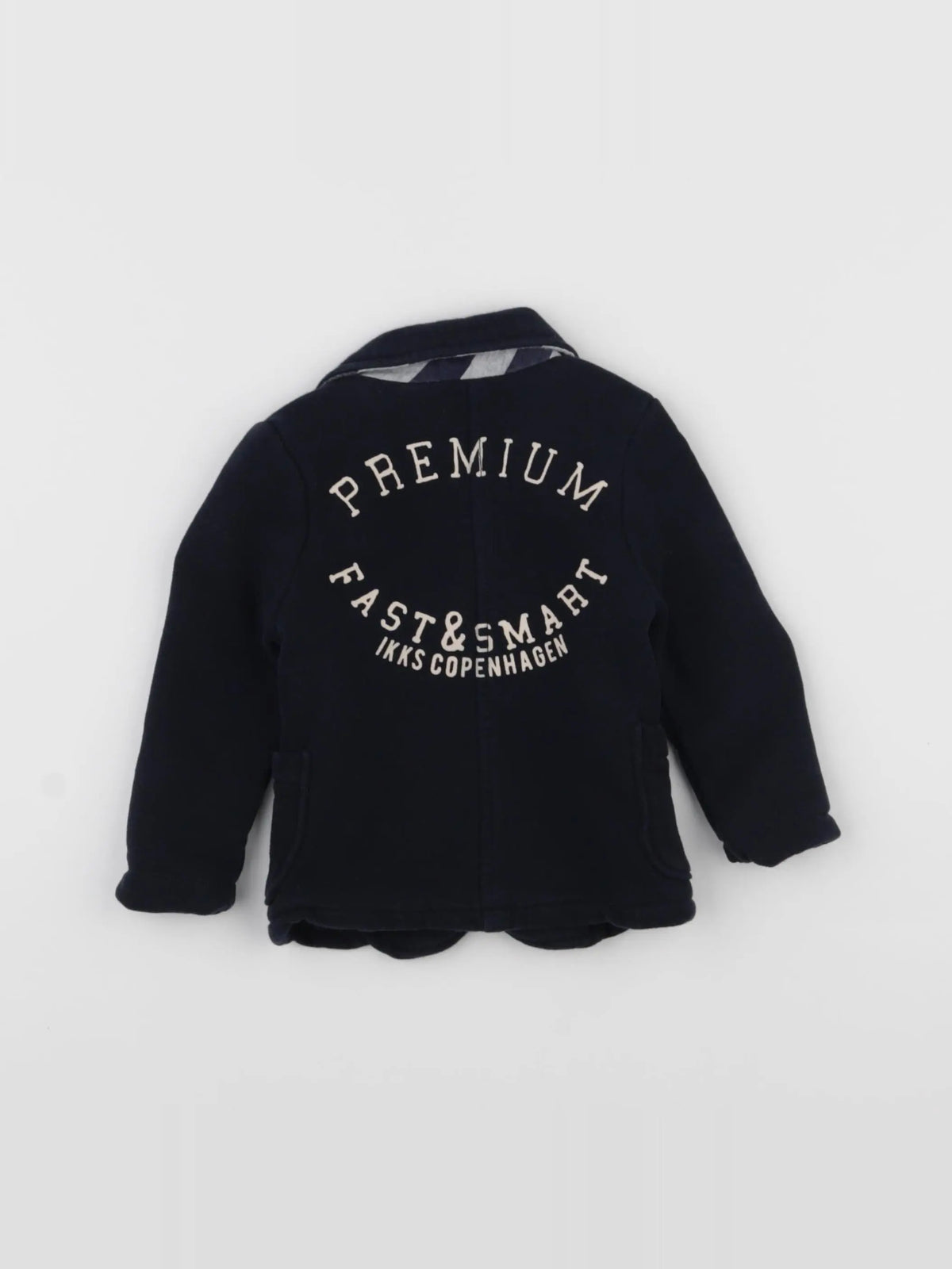 IKKS - veste imprimé au dos, doublé bleu - 6 mois