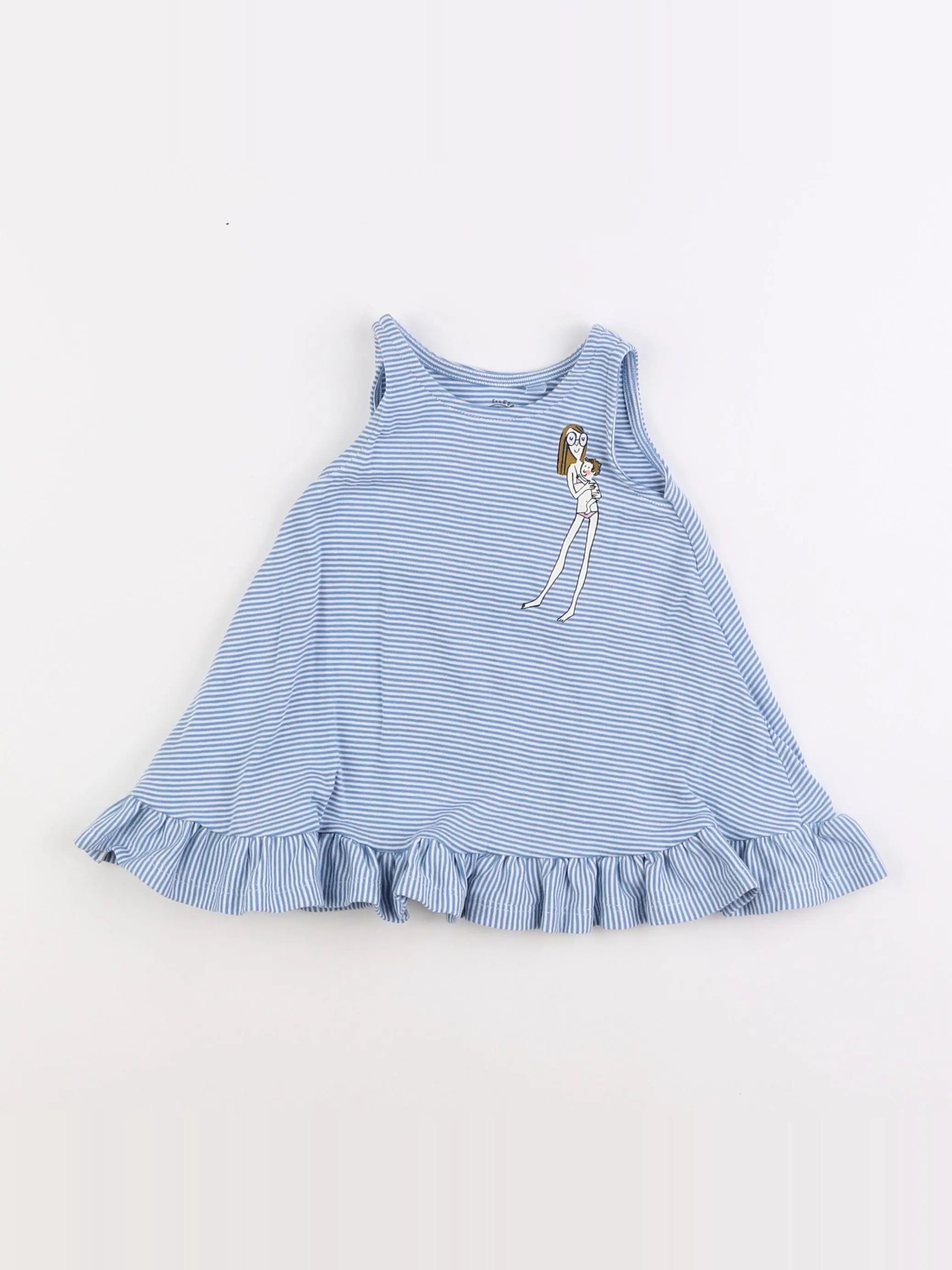 Petit Bateau - robe bleu - 6 mois