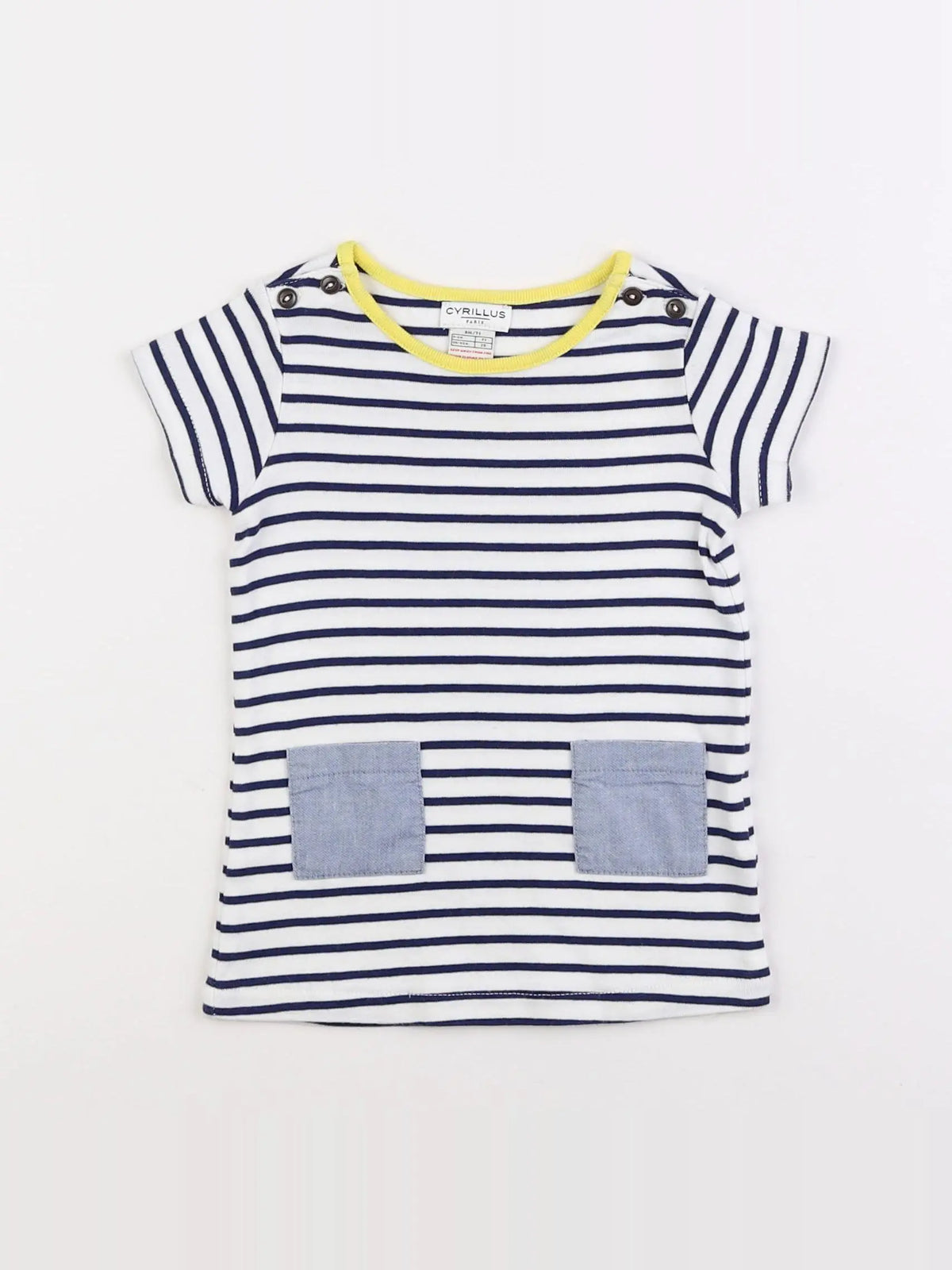 Cyrillus - robe bleu, blanc - 9 mois