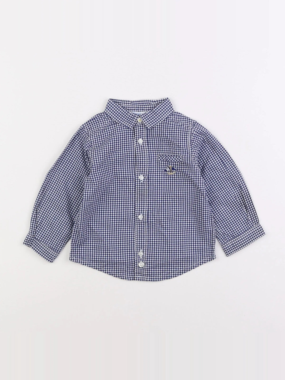 Jacadi - chemise blanc, bleu - 12 mois