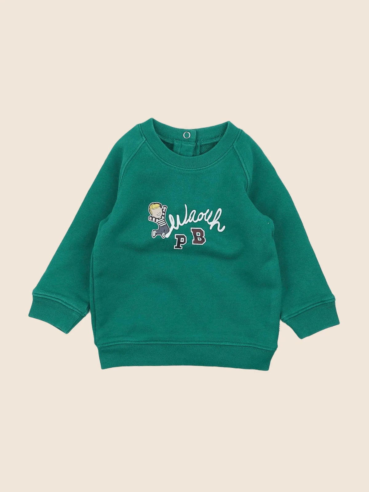 Petit Bateau - sweat vert - 6 mois