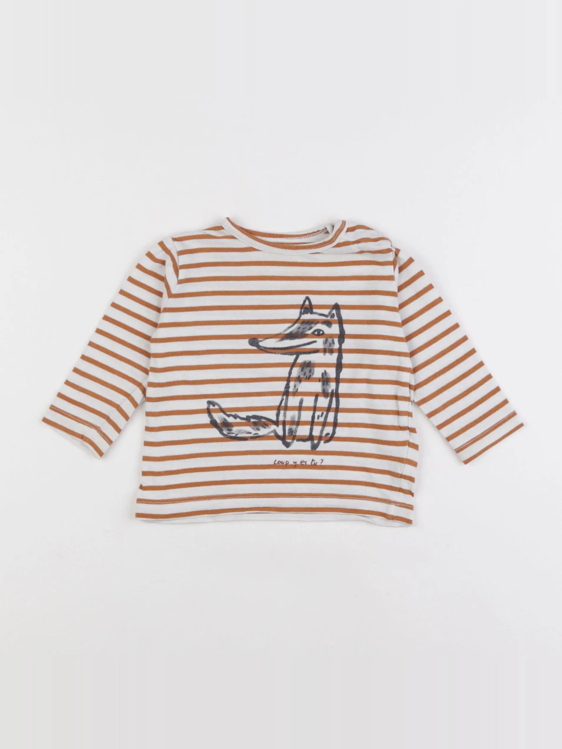 Boutchou - tee-shirt blanc, jaune - 6 mois