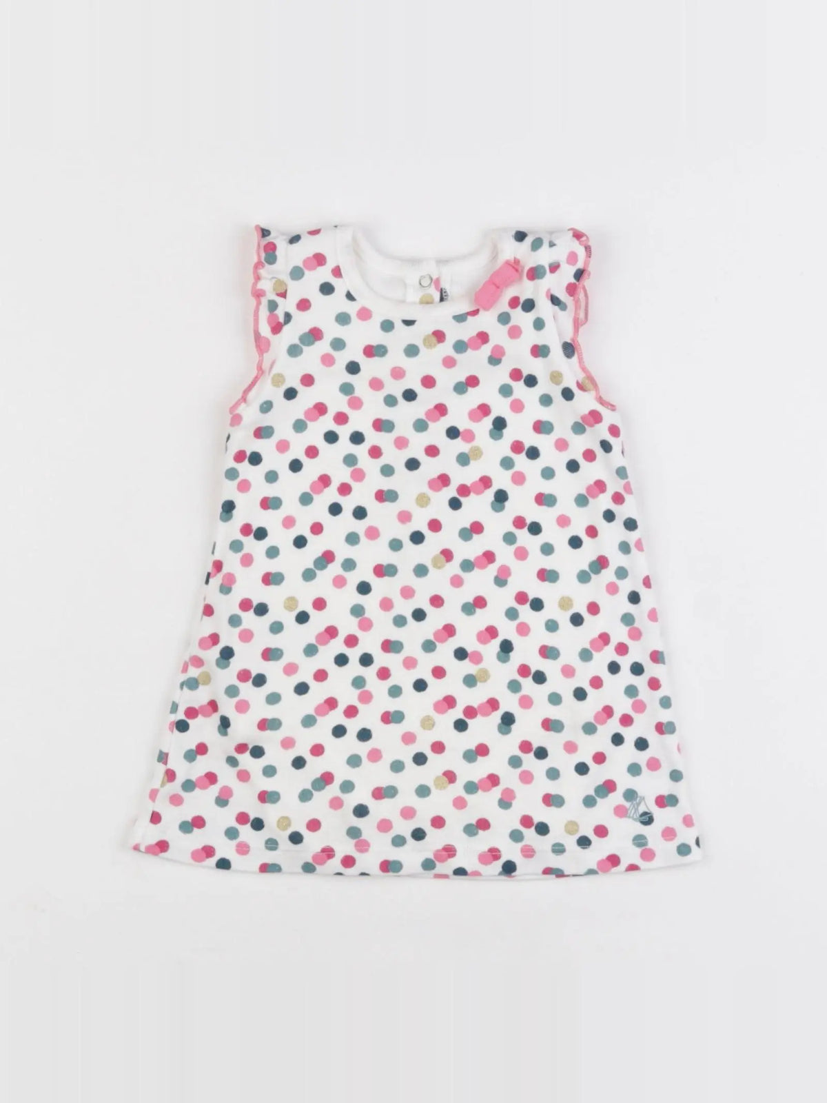 Petit Bateau - robe blanc, rose - 3 mois