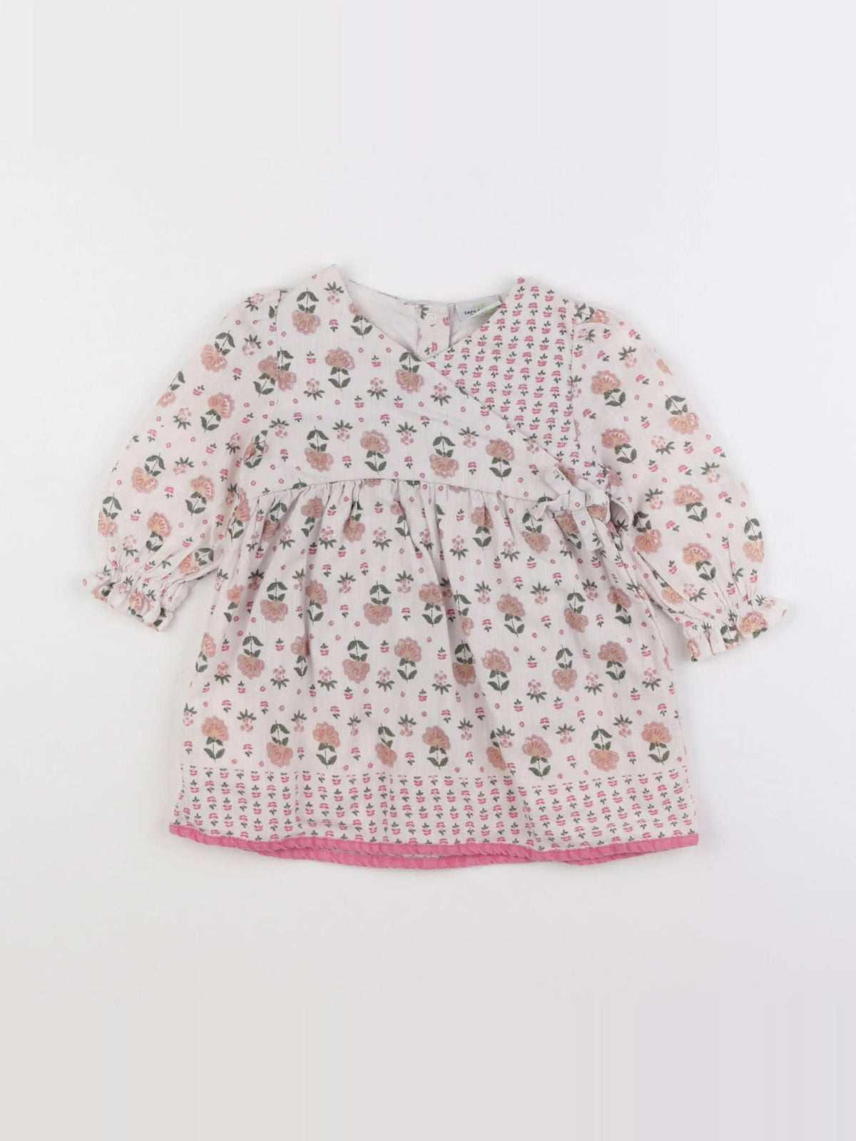 Tape à l'oeil - robe blanc, rose - 6 mois