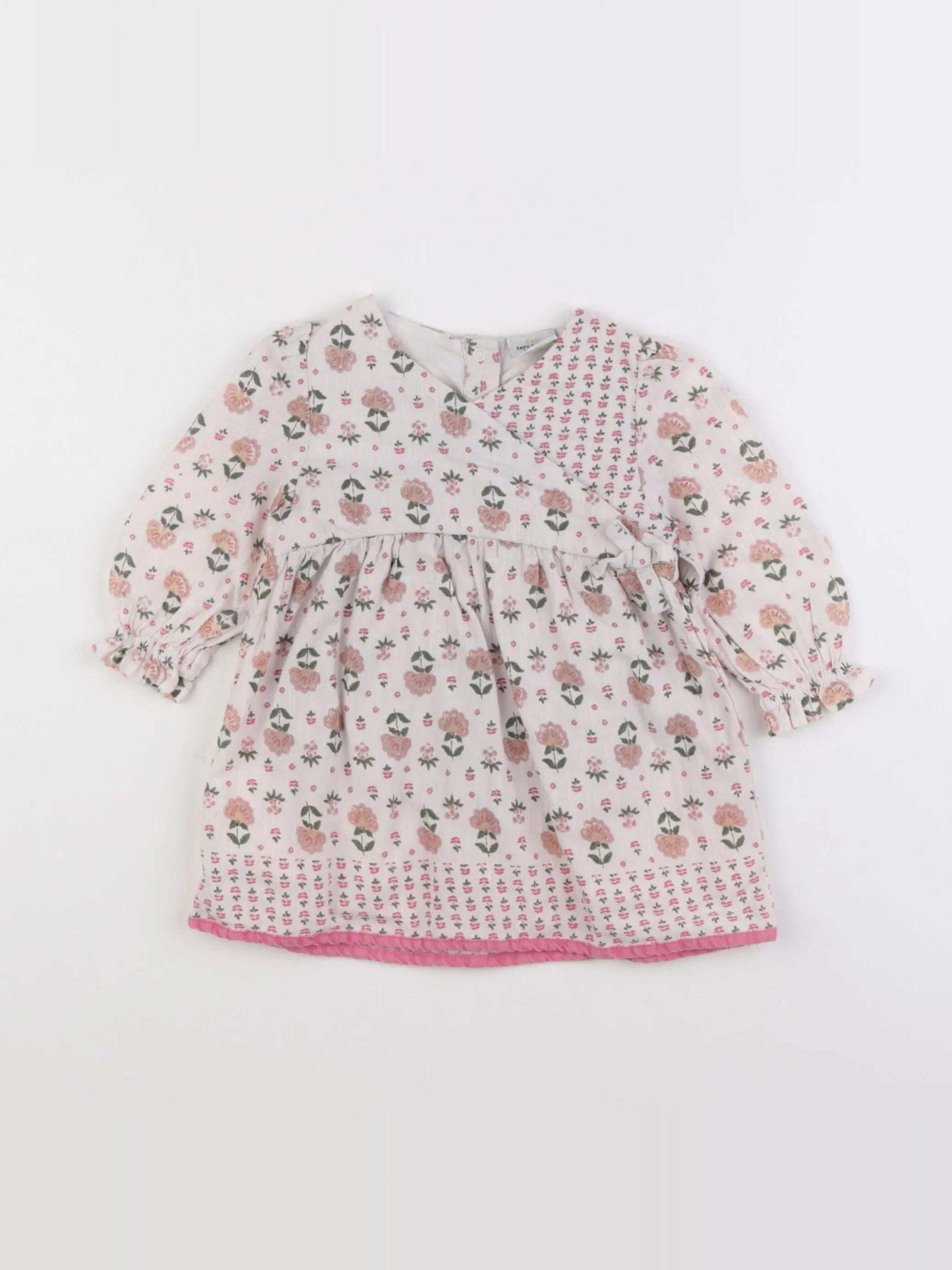 Tape à l'oeil - robe blanc, rose - 6 mois