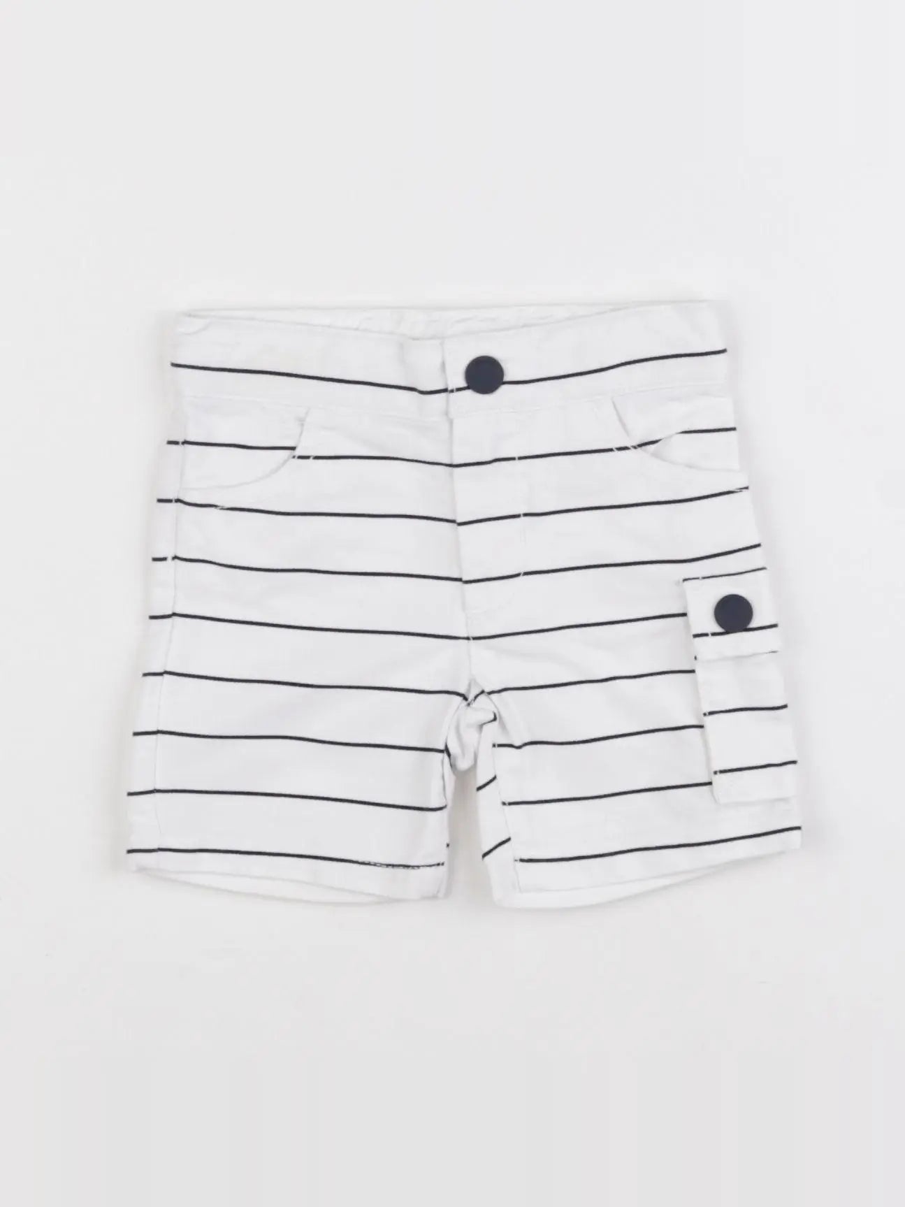 Petit Bateau - short blanc, noir - 6 mois