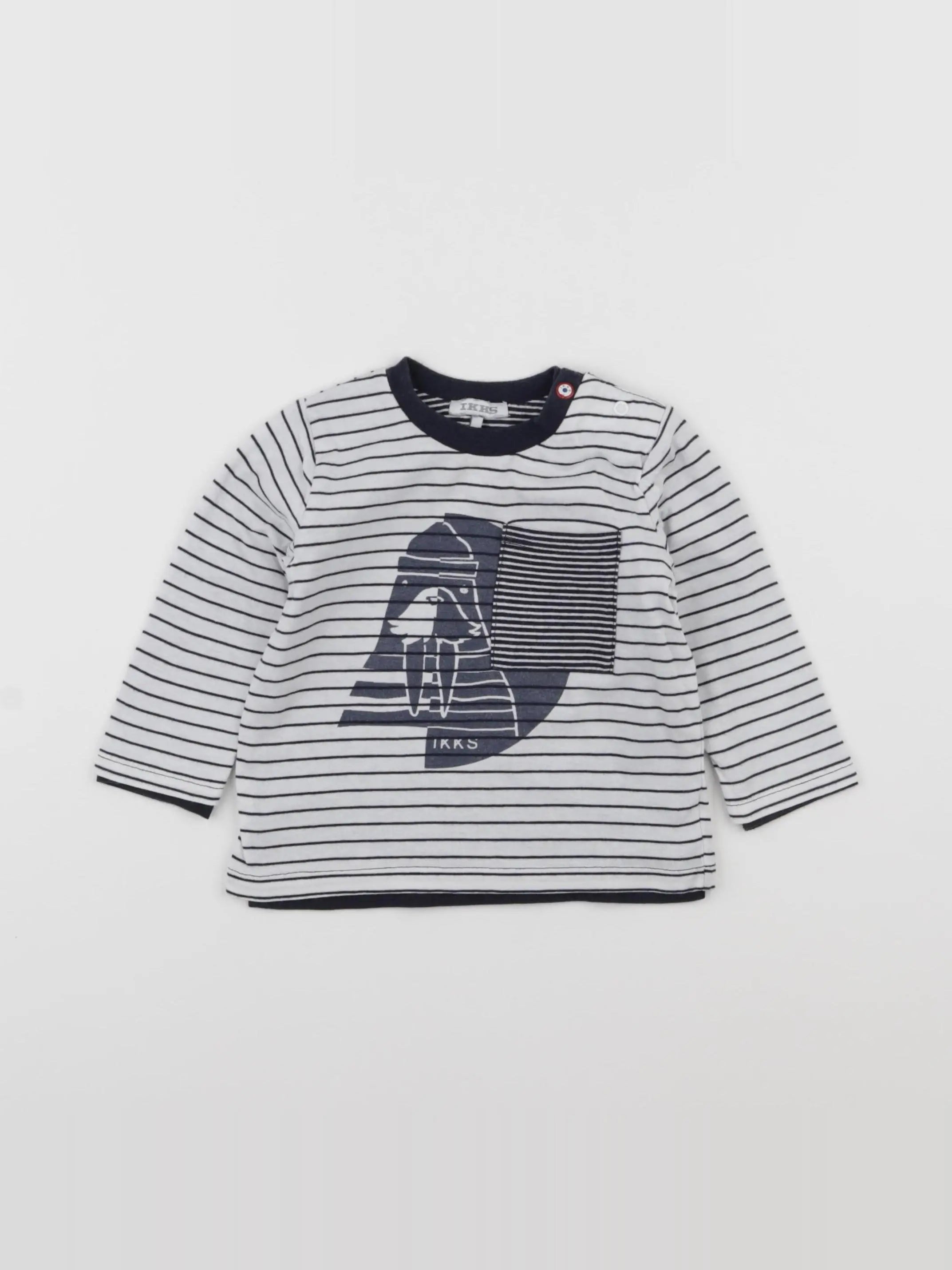 IKKS - tee-shirt blanc, bleu - 6 mois