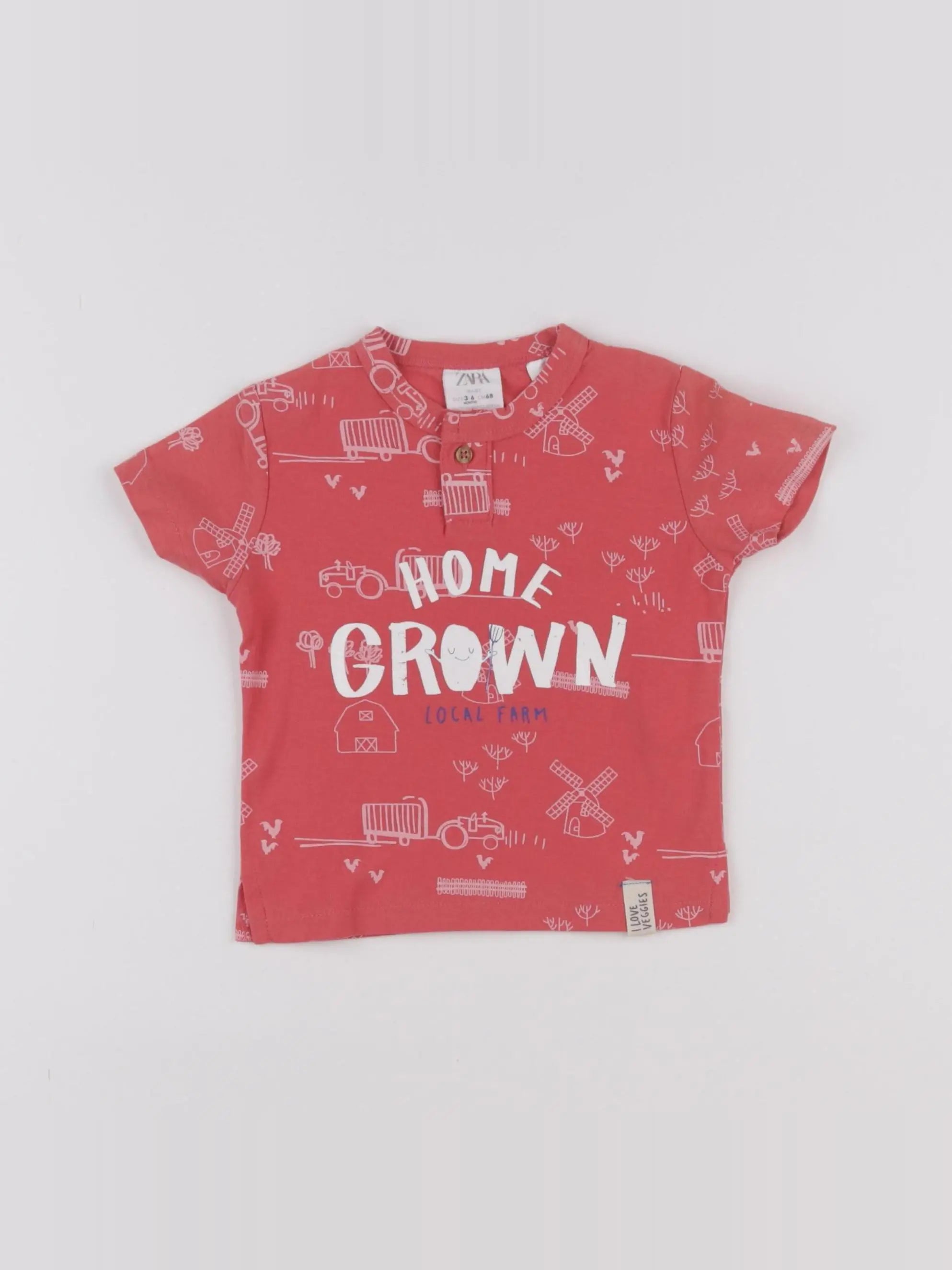 Zara - tee-shirt rouge - 3/6 mois