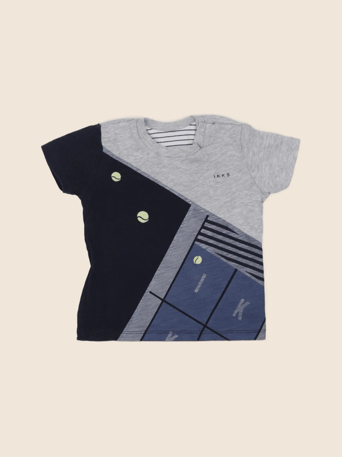 IKKS - tee-shirt bleu, gris - 6 mois