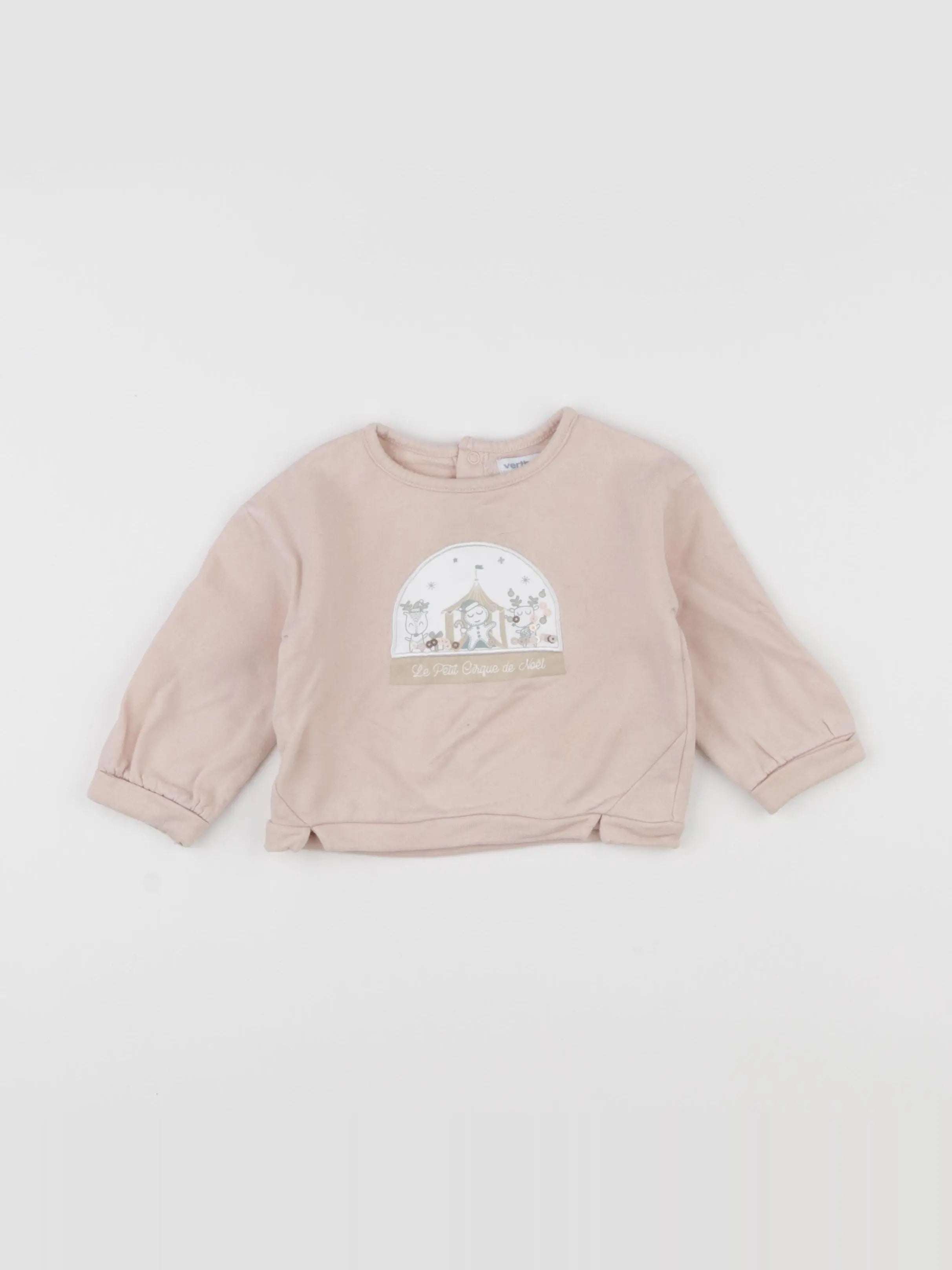Vertbaudet - sweat rose - 9 mois