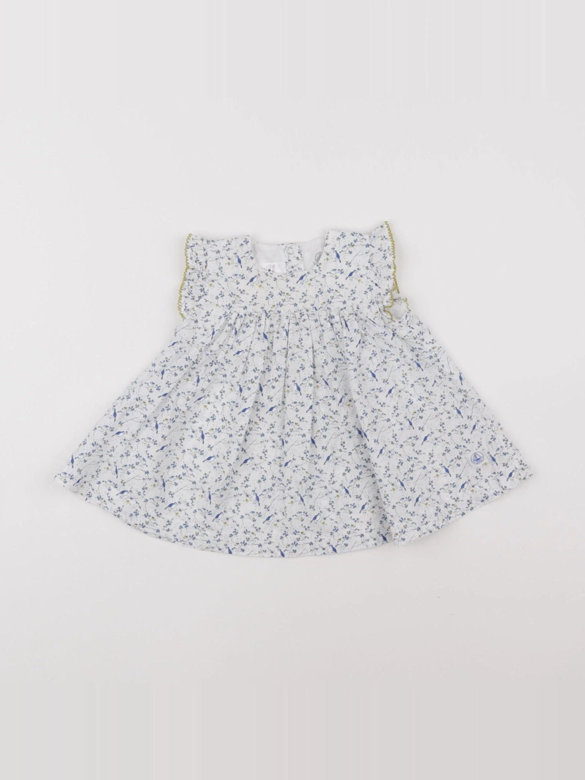 Petit Bateau - robe blanc, bleu - 6 mois