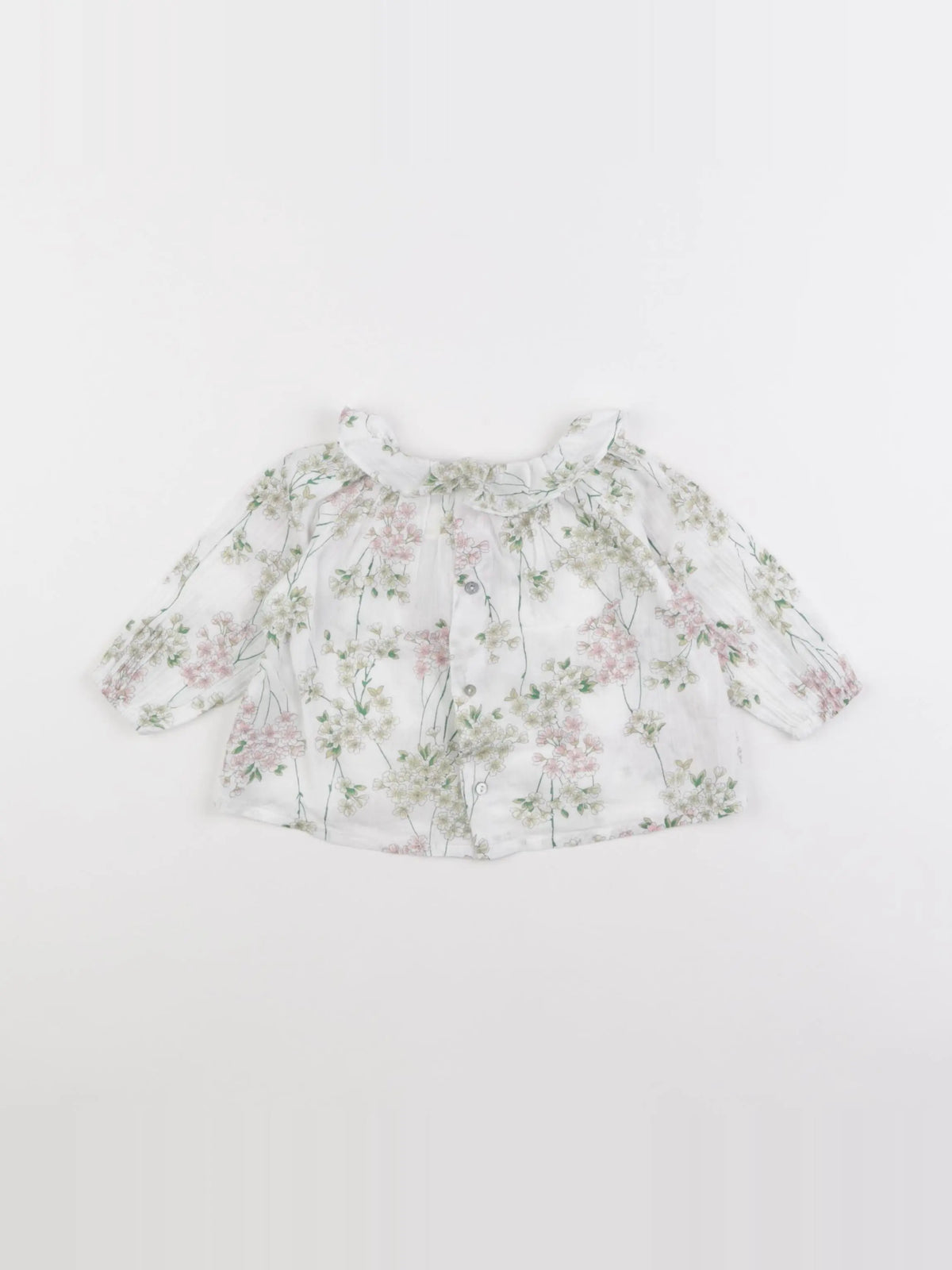 Bonton - blouse blanc, rose, vert - 6 mois