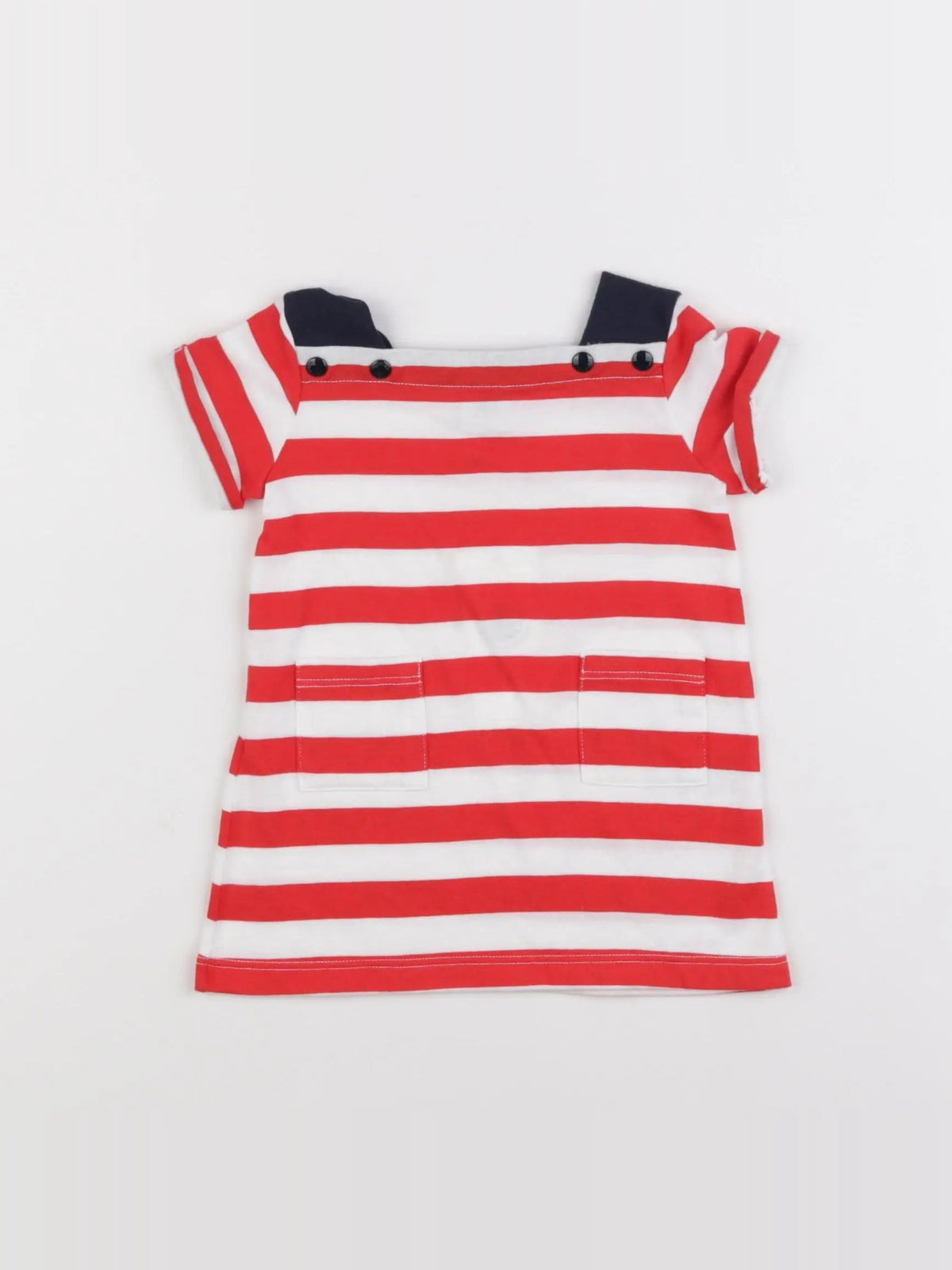 Petit Bateau - robe blanc, rouge - 3 mois