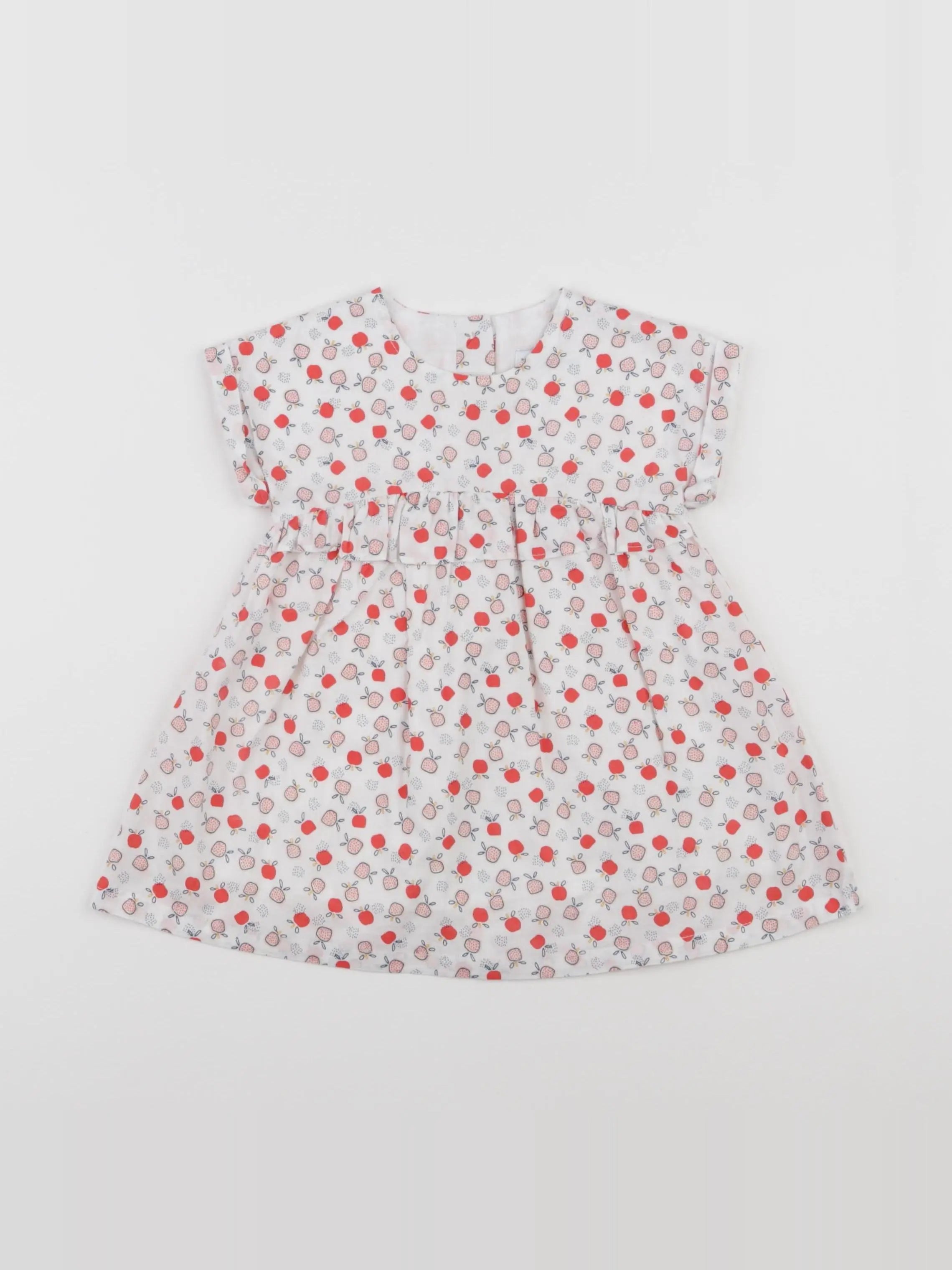 Vertbaudet - robe blanc, rouge - 9 mois