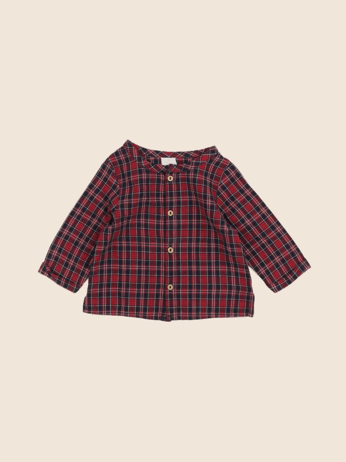 H&M - chemise bleu, rouge - 1/3 mois