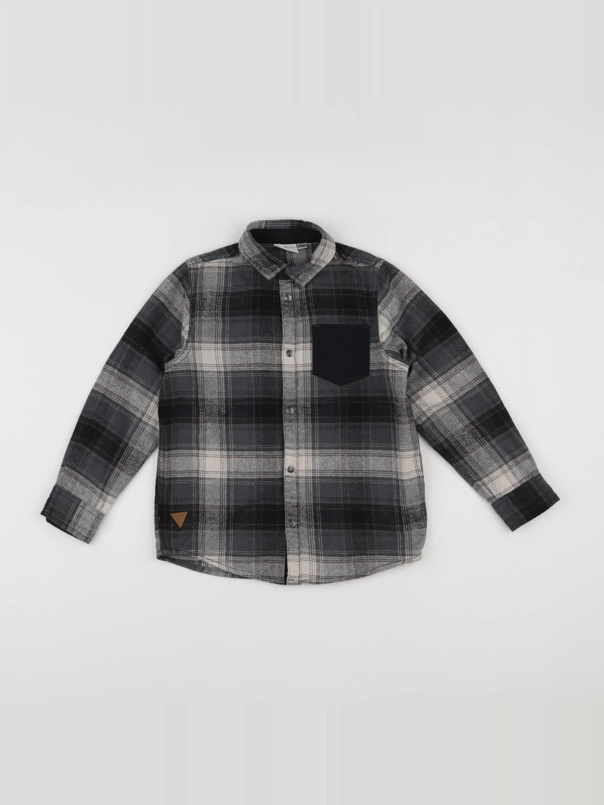Vertbaudet - chemise gris, noir - 8 ans
