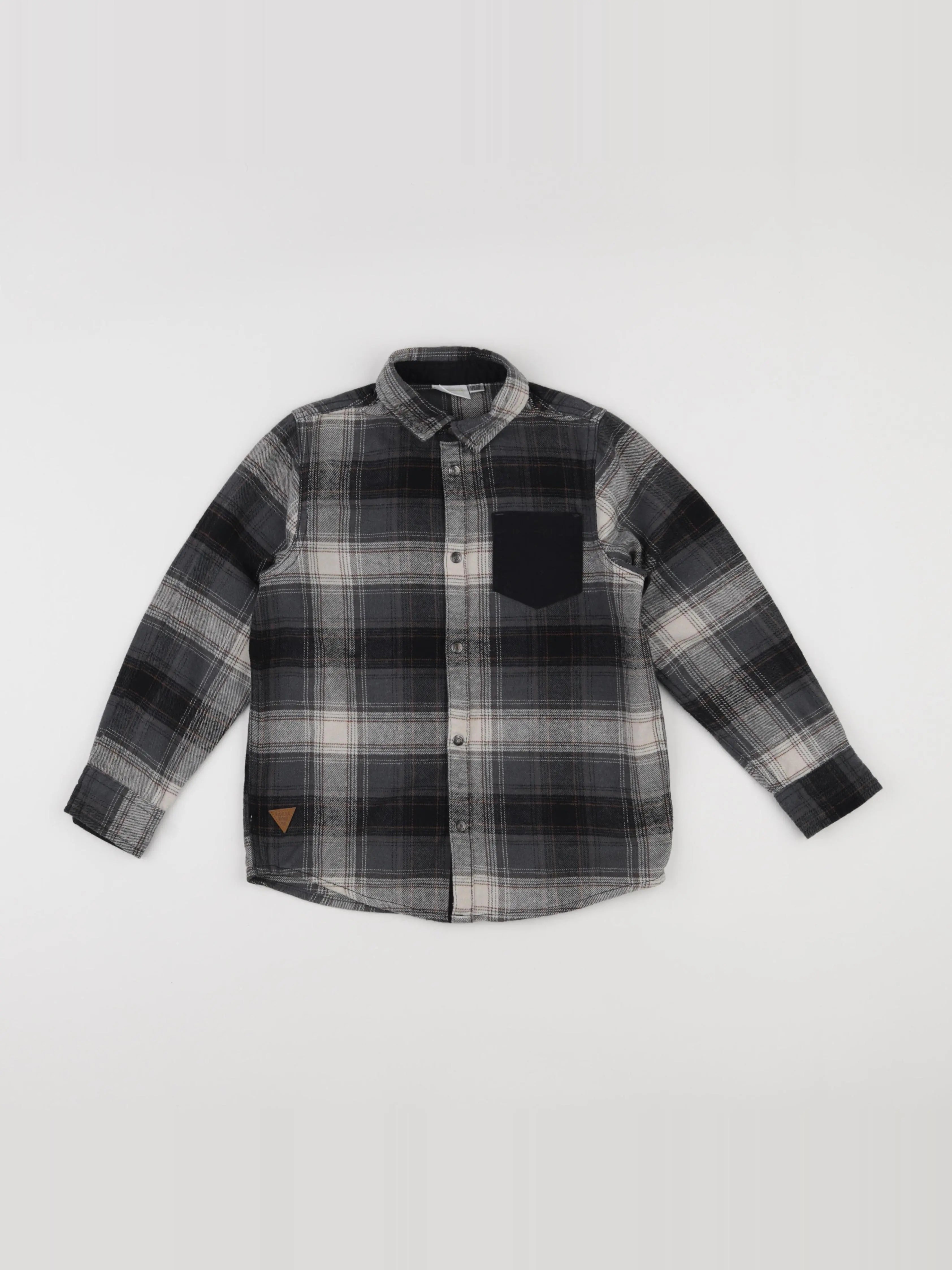 Vertbaudet - chemise gris, noir - 8 ans