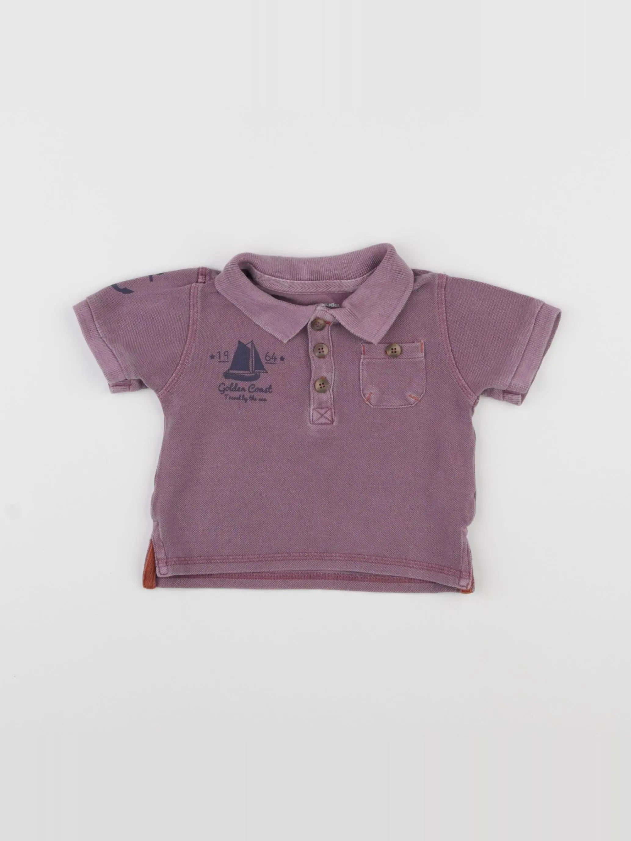 Vertbaudet - polo violet - 12 mois