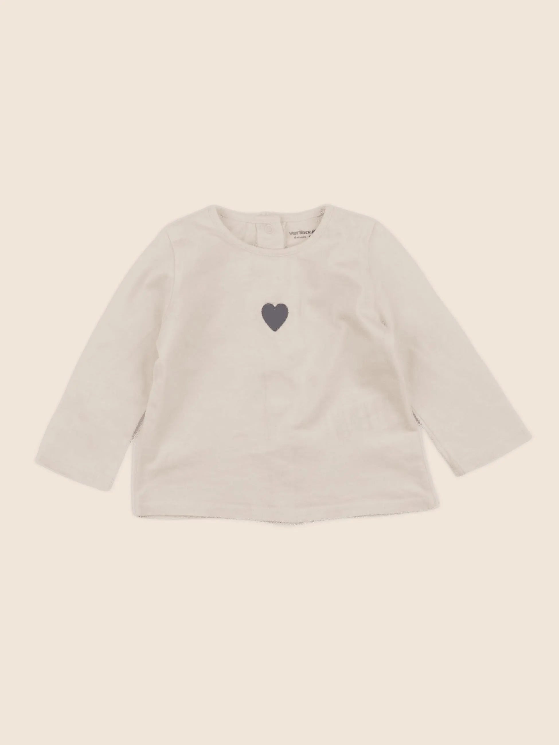Vertbaudet - tee-shirt beige - 6 mois