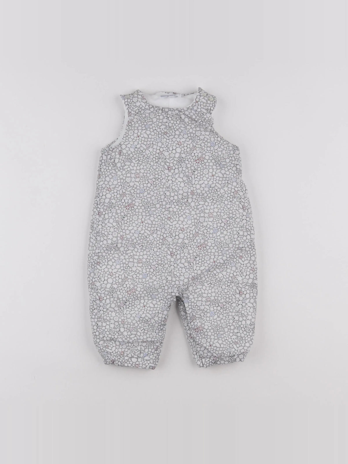Jacadi - combinaison doublé, liberty gris, blanc - 6 mois