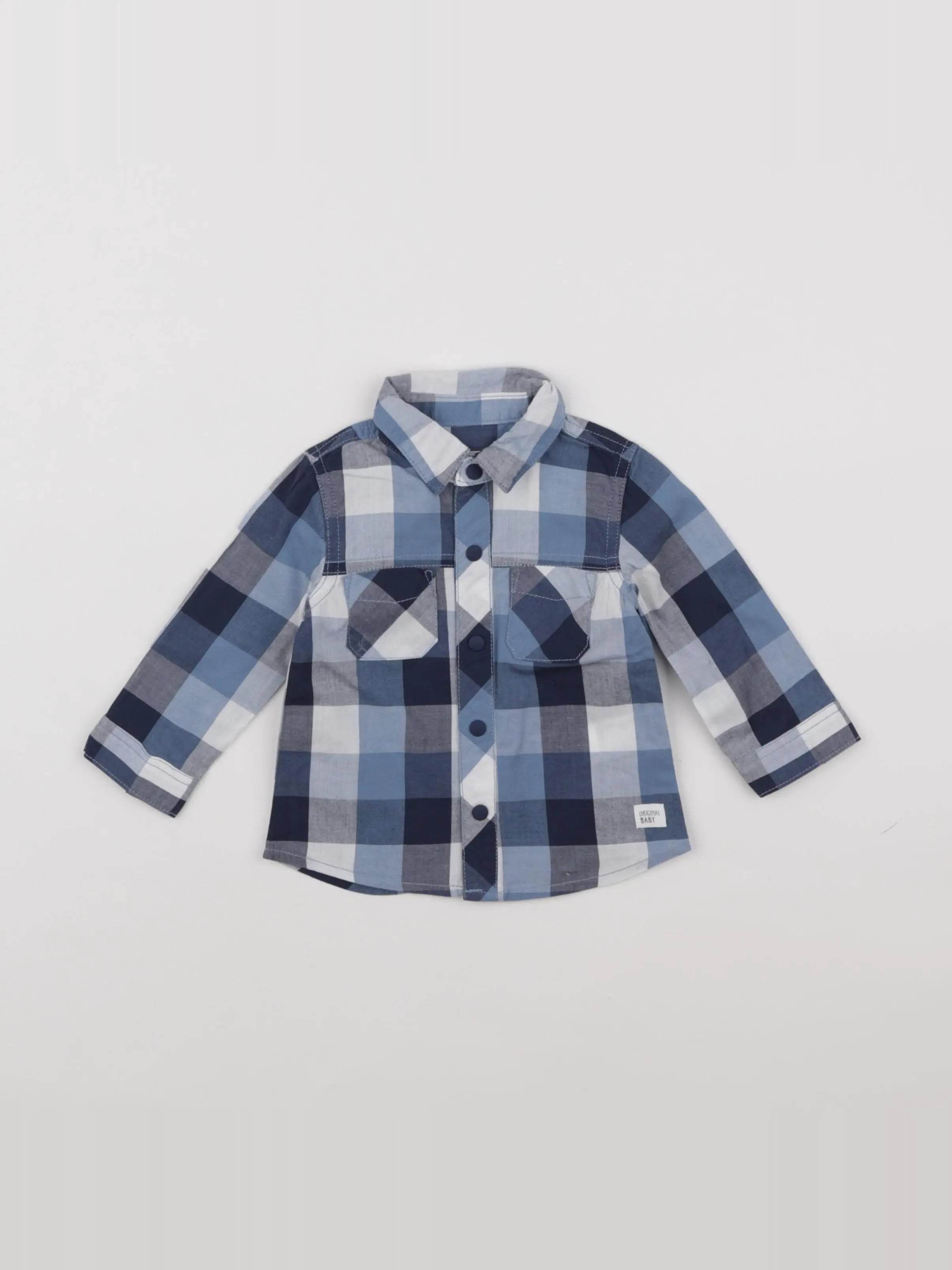 La Redoute - chemise blanc, bleu - 6 mois