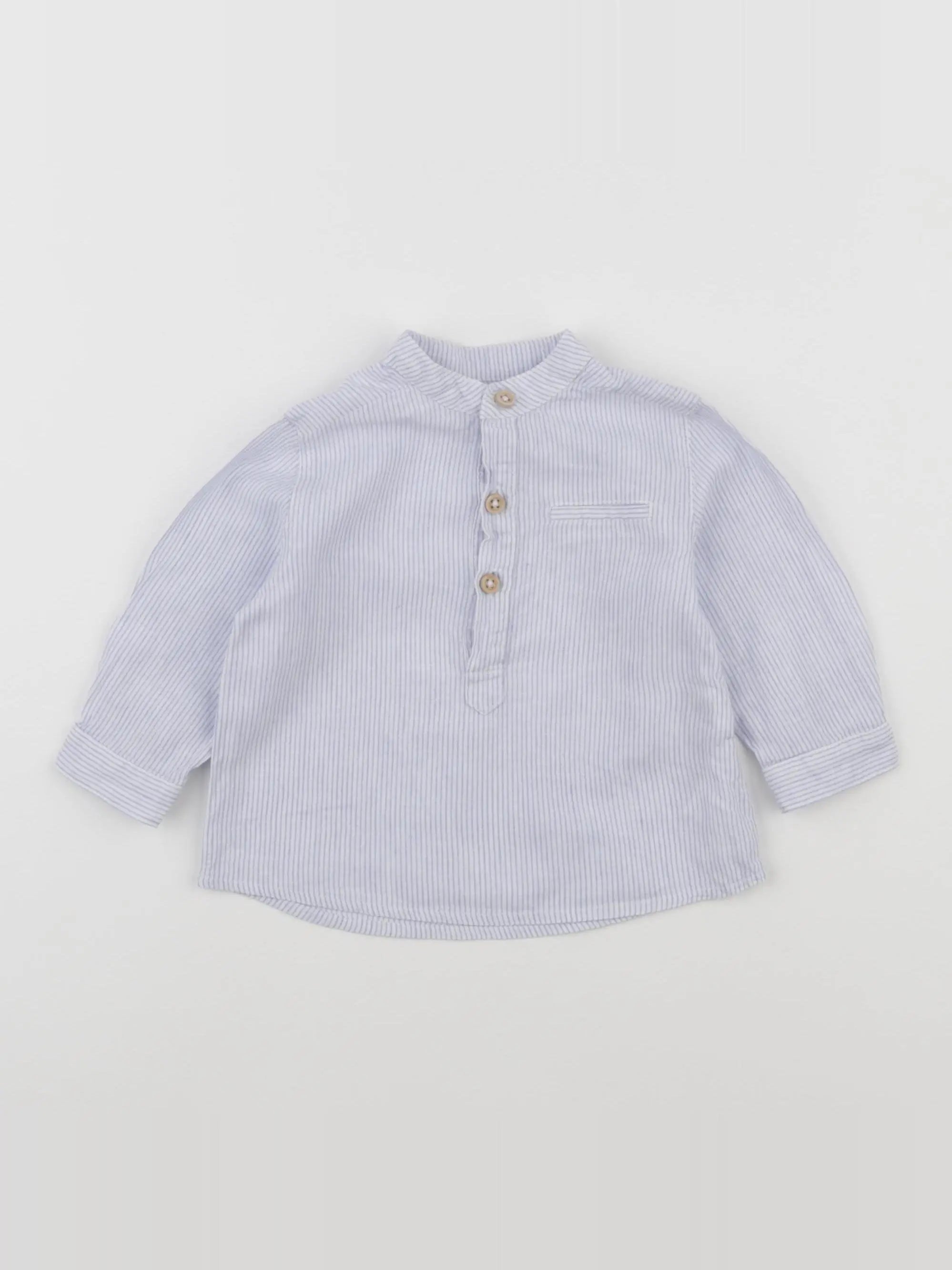 Boutchou - chemise blanc, bleu - 6 mois