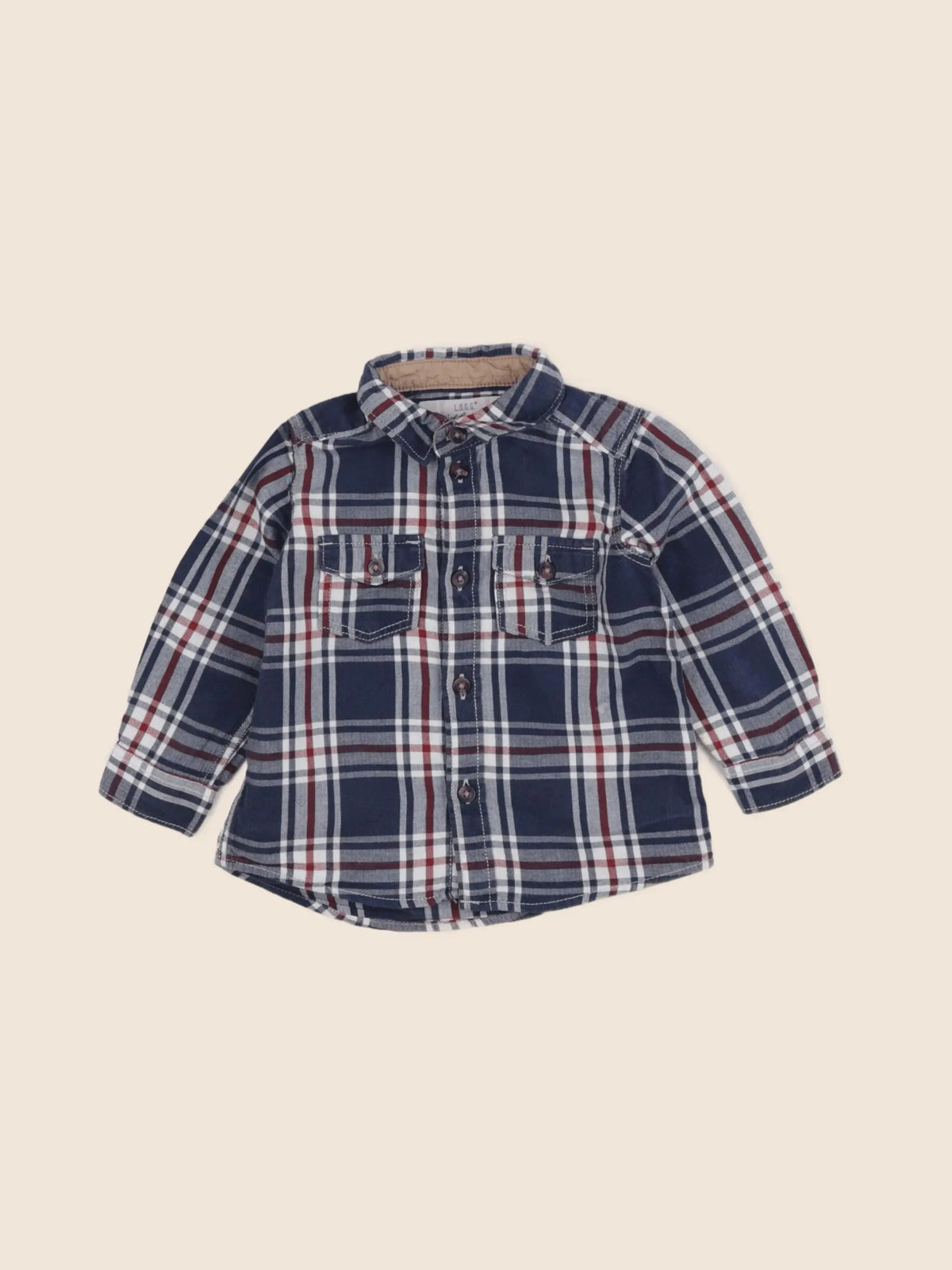 H&M - chemise bleu, rouge - 3/6 mois