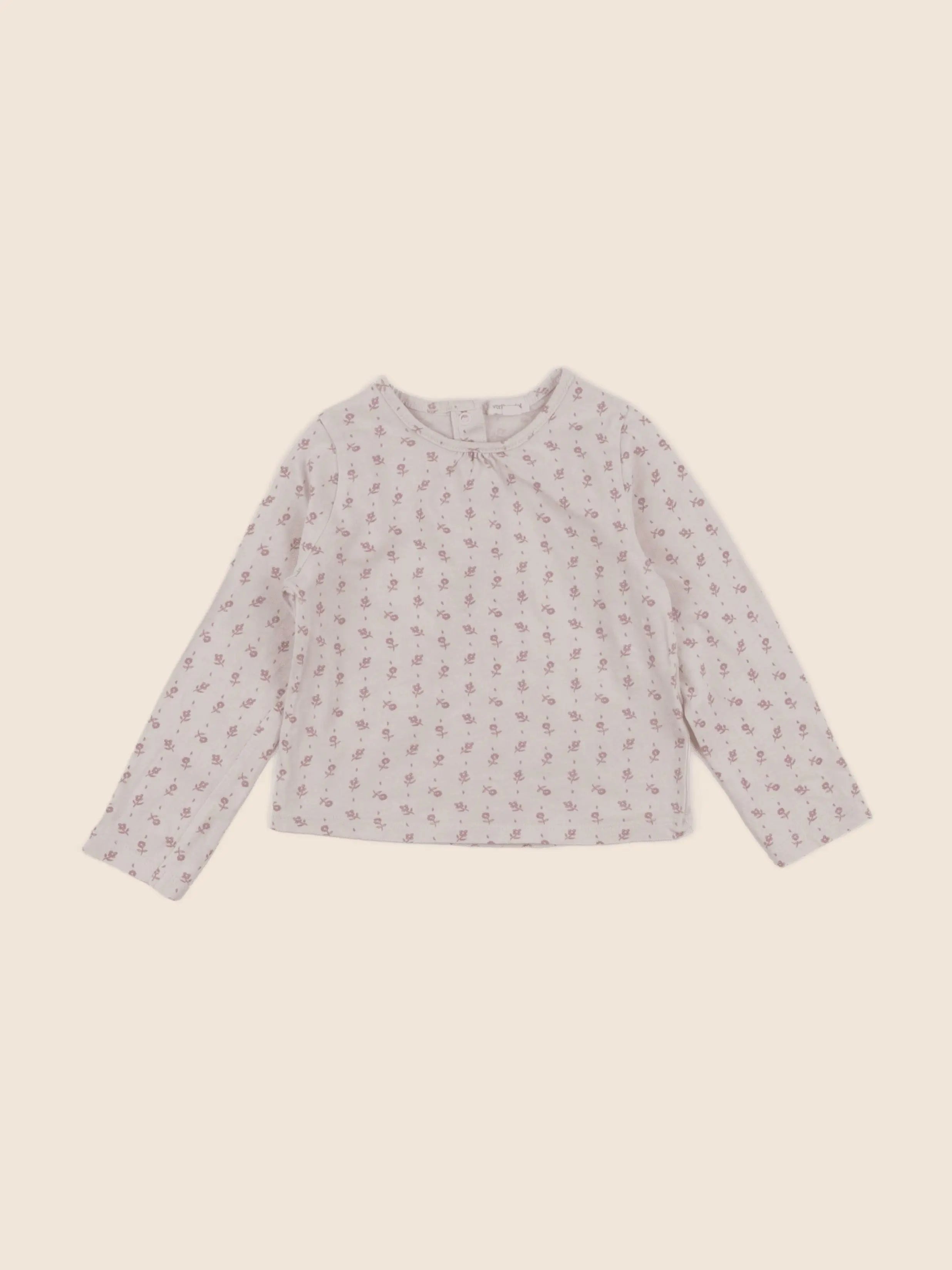 Vertbaudet - tee-shirt beige, rose - 2 ans