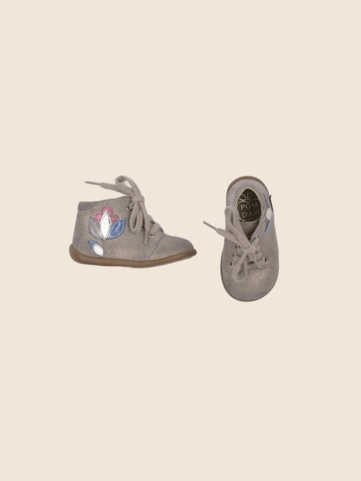Pom d'Api - bottillons beige, or - pointure 18