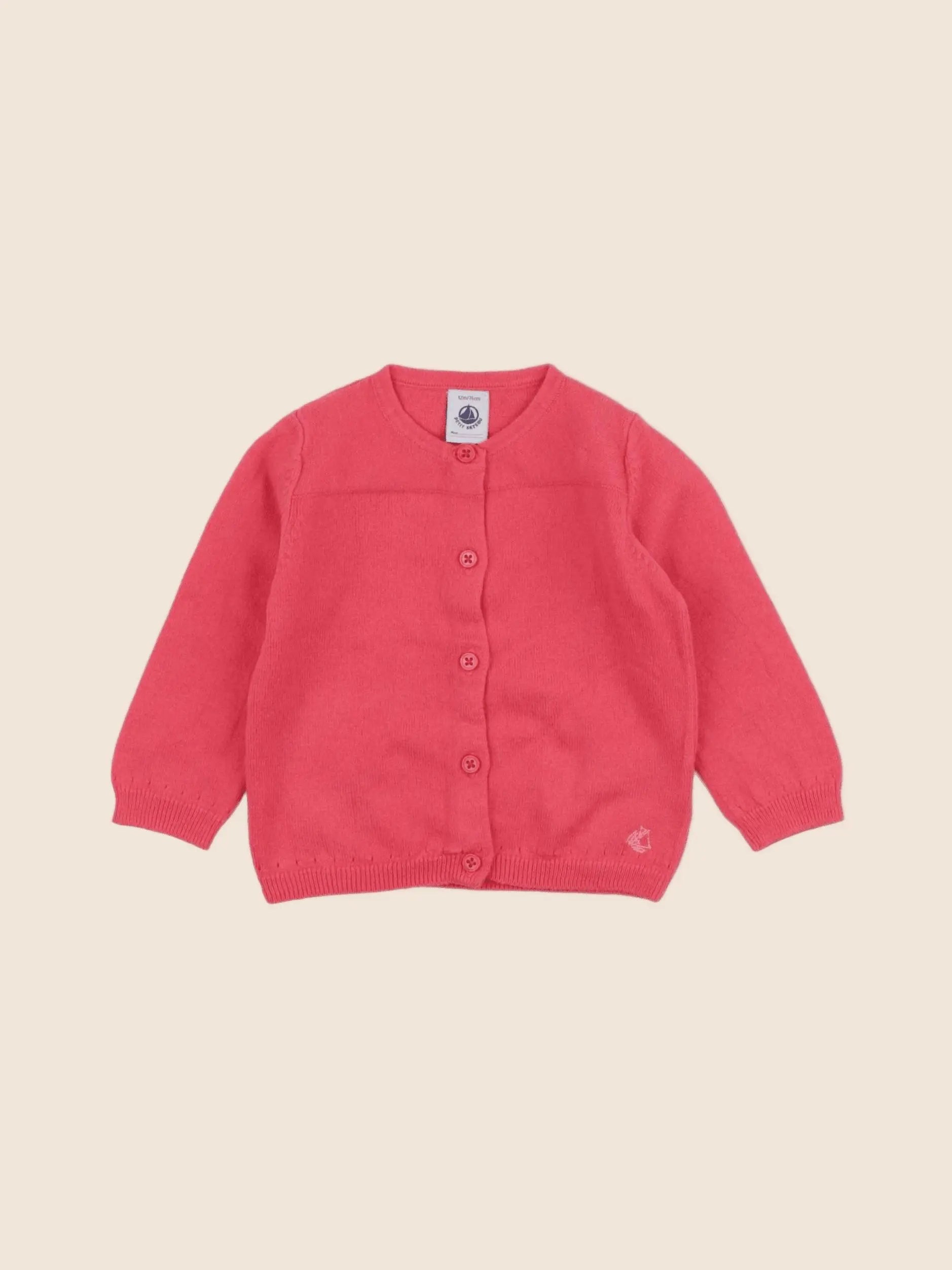 Petit Bateau - gilet rose - 12 mois