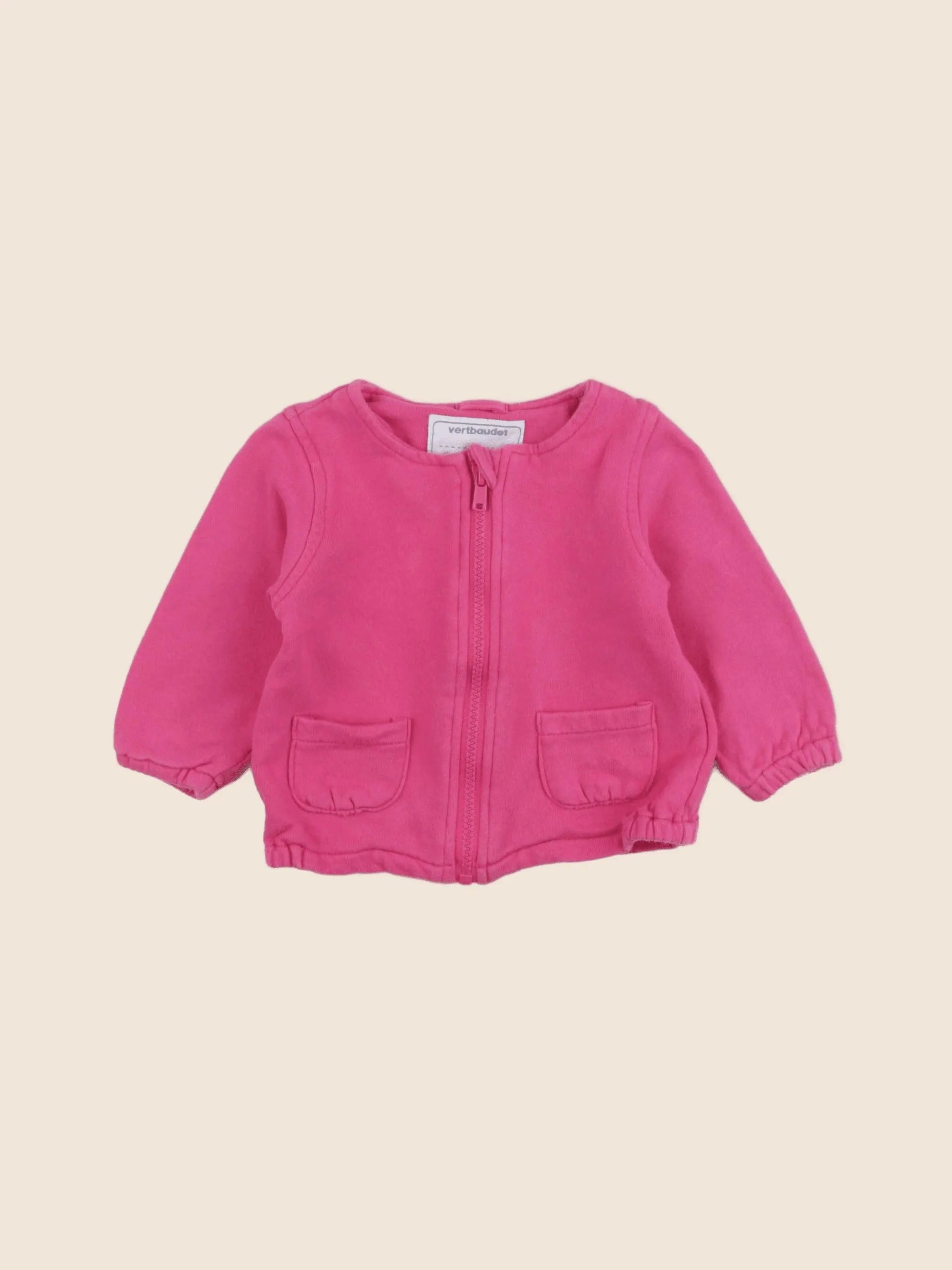 Vertbaudet - sweat rose - 12 mois