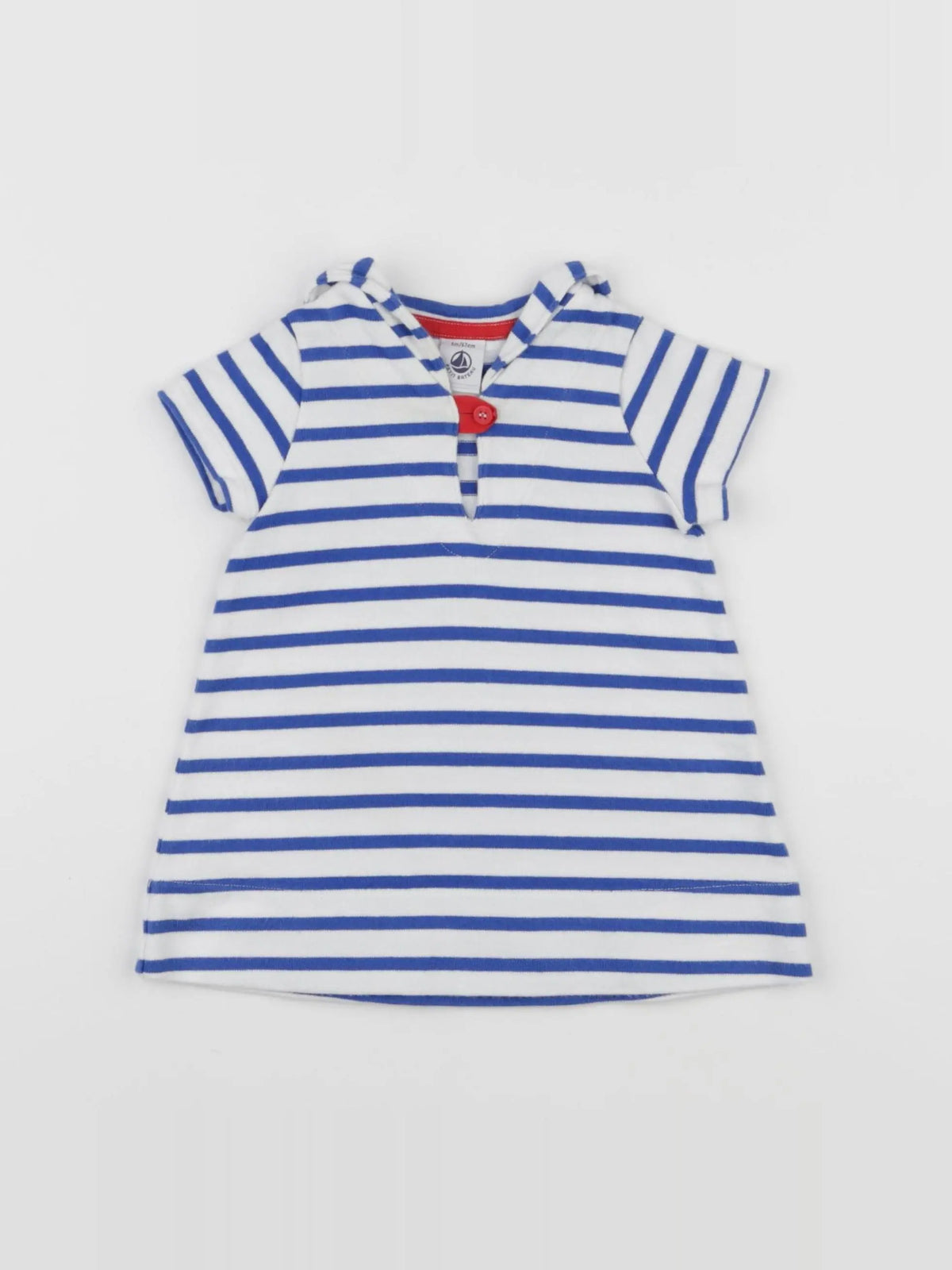 Petit Bateau - robe blanc, bleu - 6 mois