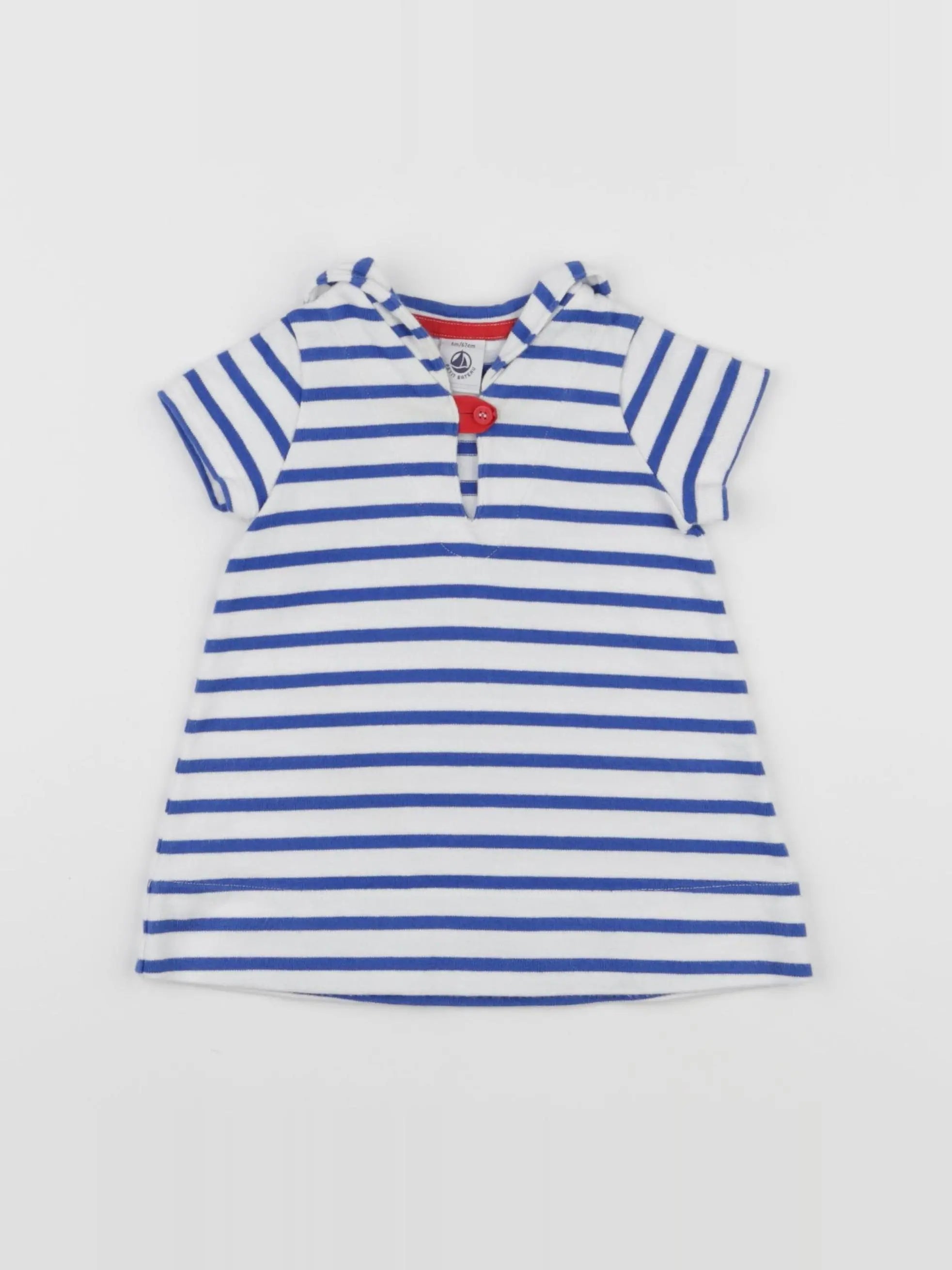 Petit Bateau - robe blanc, bleu - 6 mois