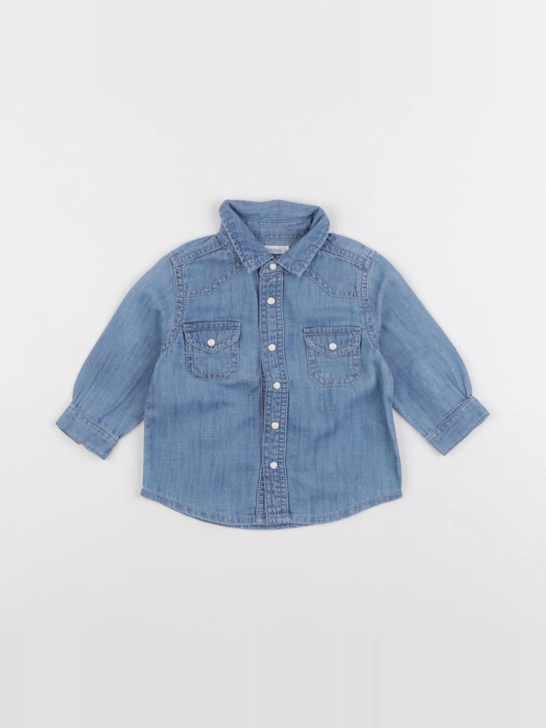 Boutchou - chemise bleu - 6 mois