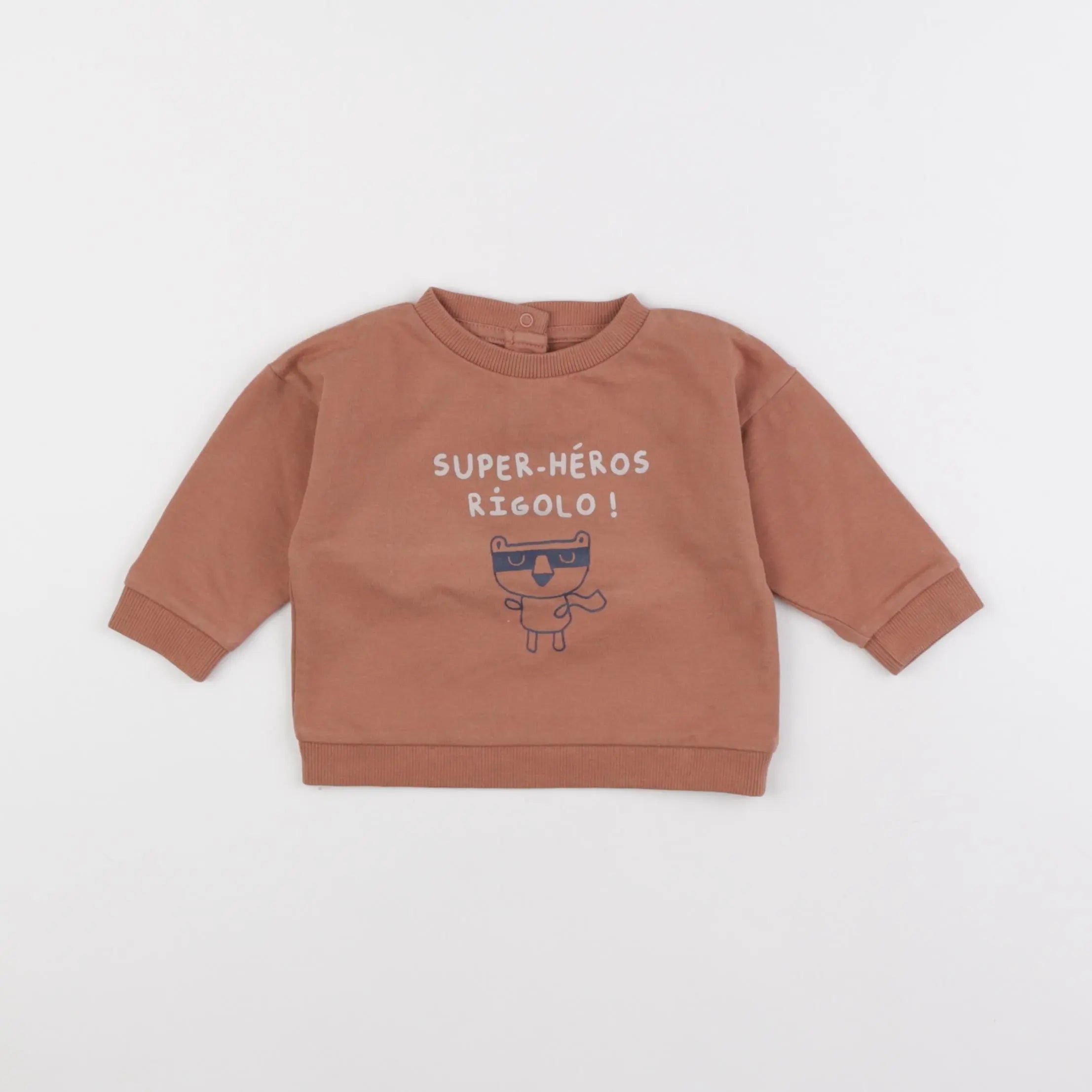 Vertbaudet - sweat marron - 6 mois