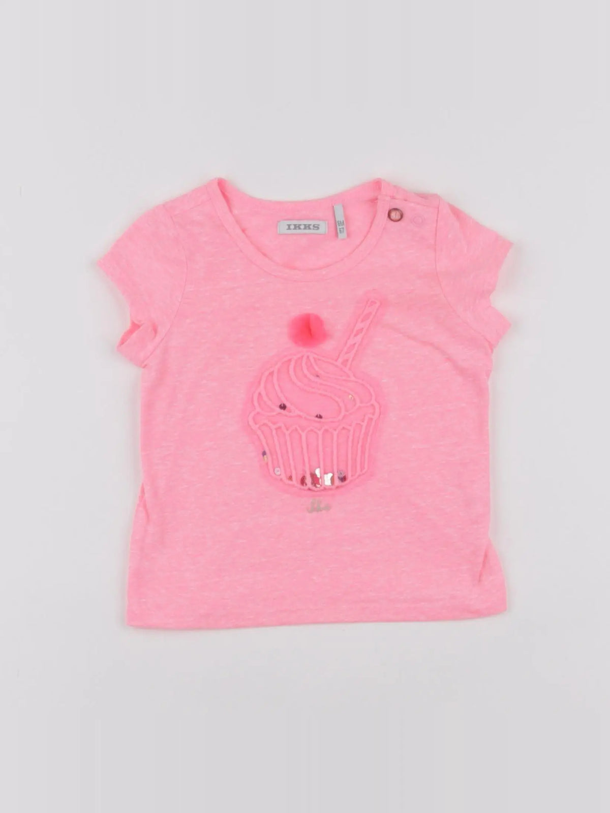 IKKS - tee-shirt rose fluo - 6 mois