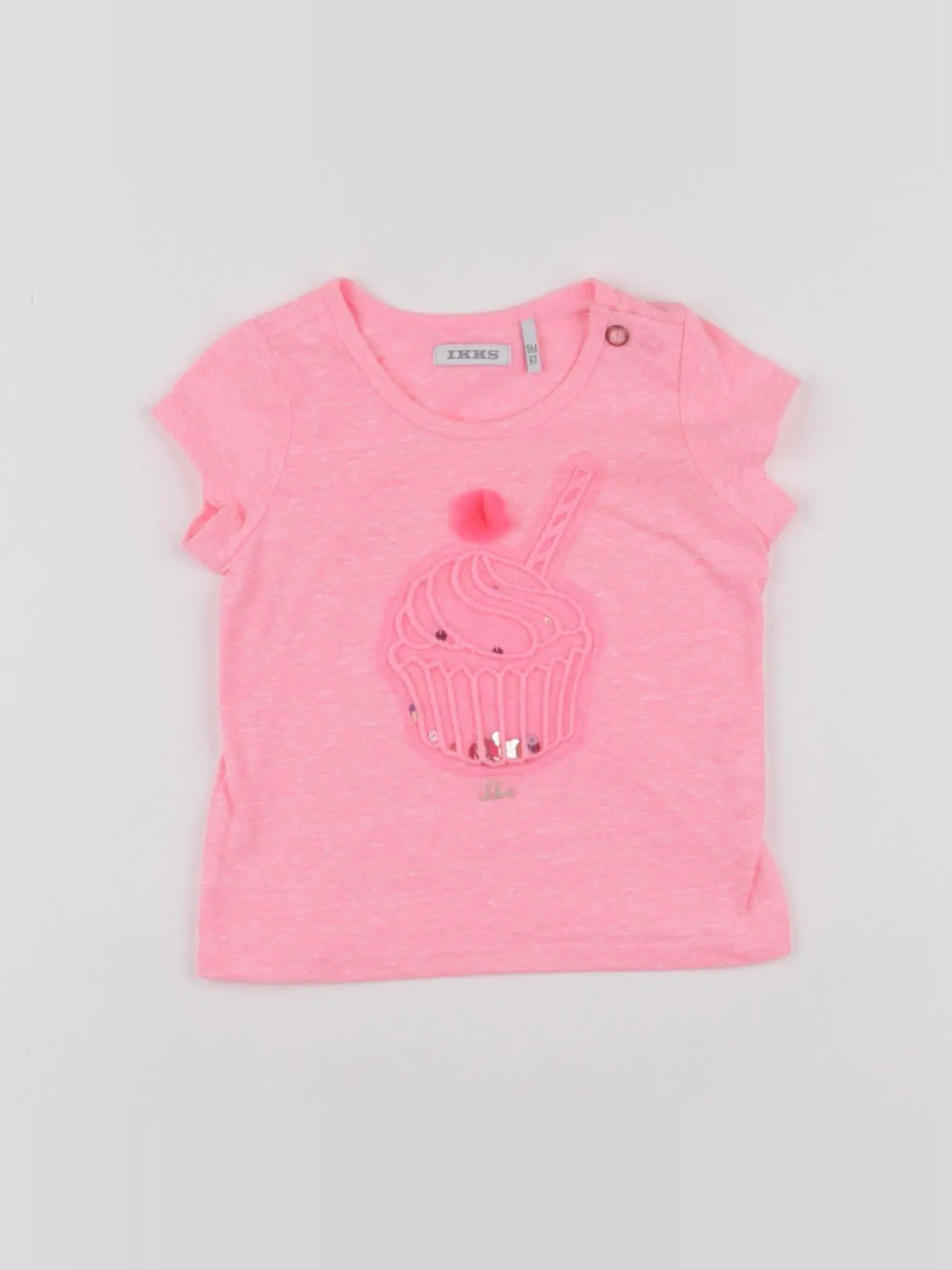 IKKS - tee-shirt rose fluo - 6 mois