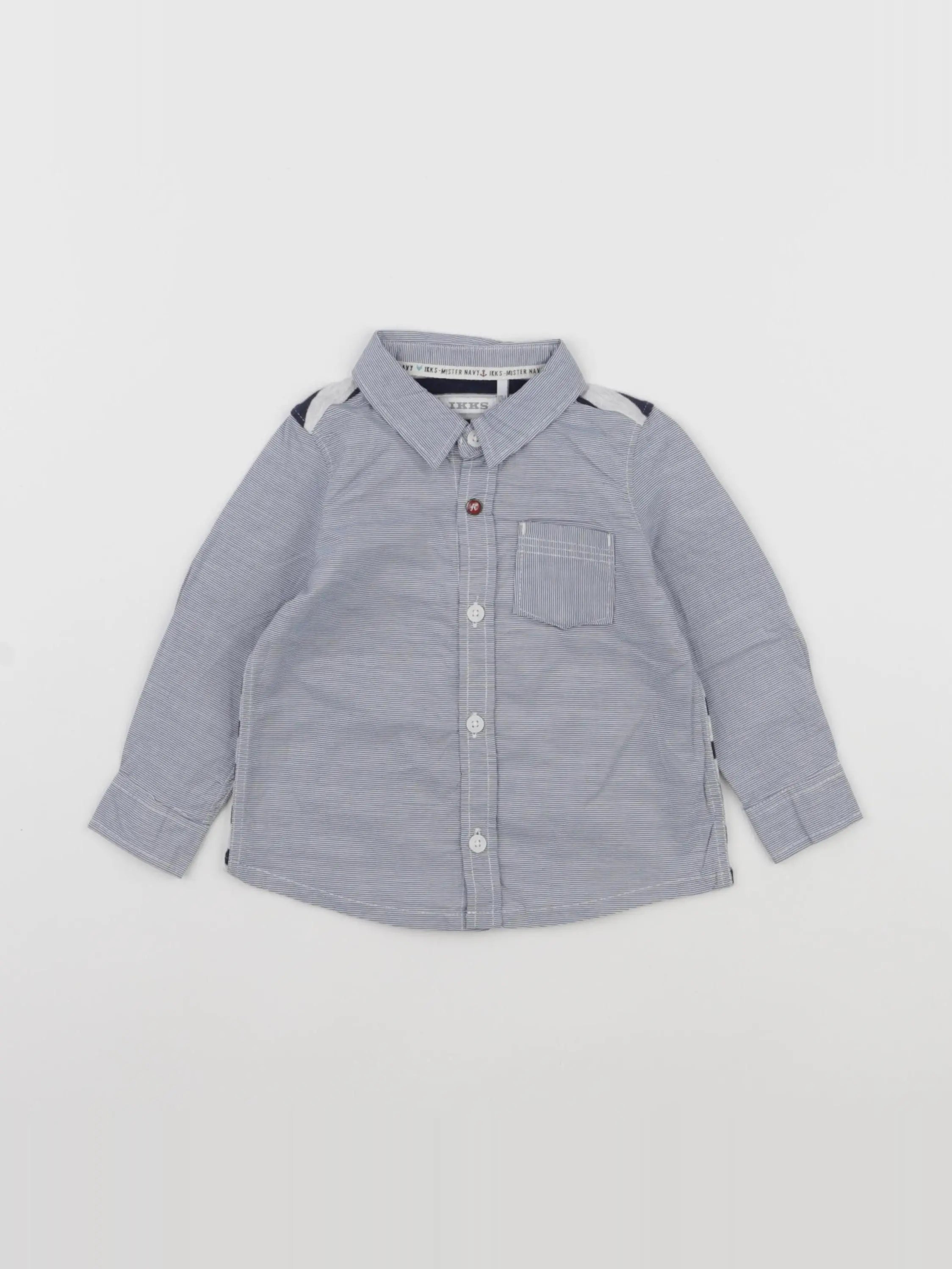 IKKS - chemise imprimé au dos bleu - 12 mois