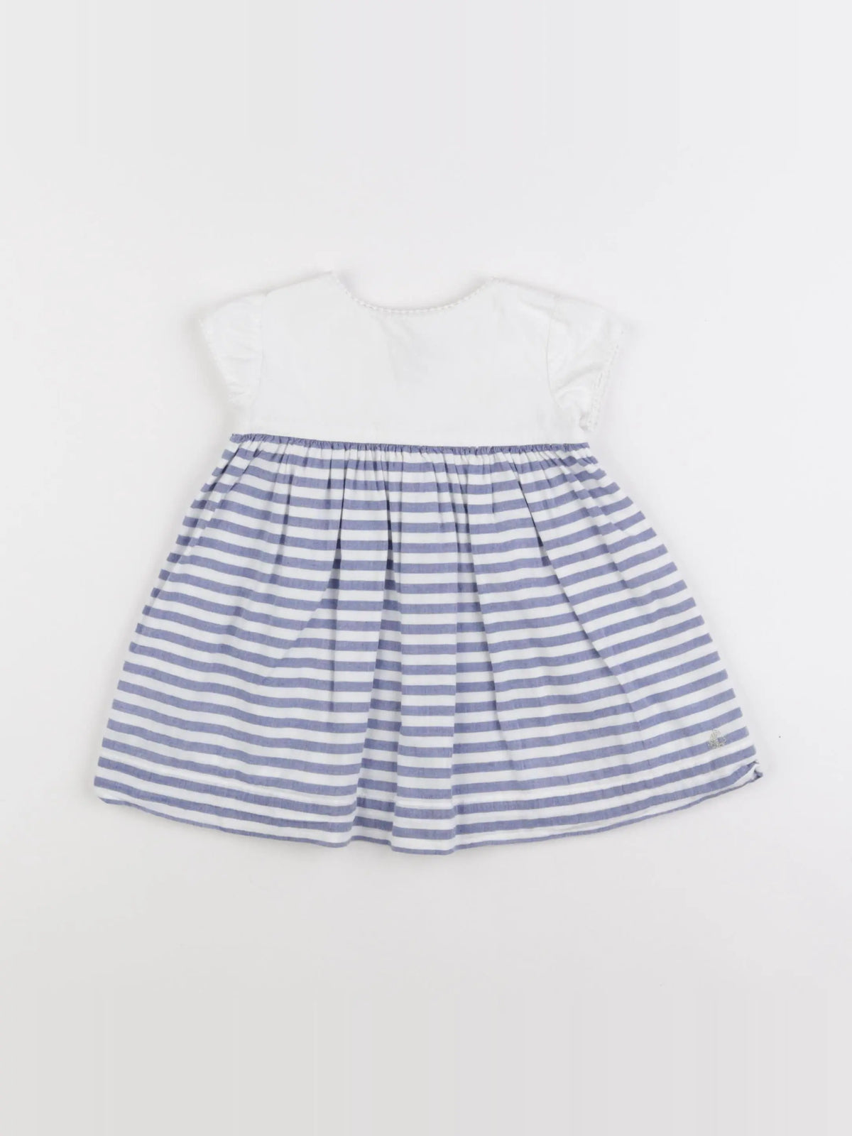 Petit Bateau - robe blanc, bleu - 6 mois