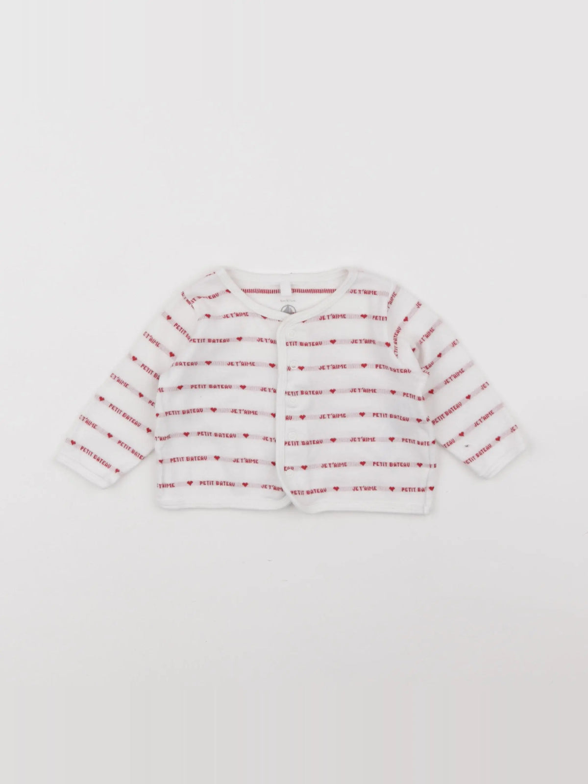 Petit Bateau - tee-shirt blanc, rouge - 6 mois