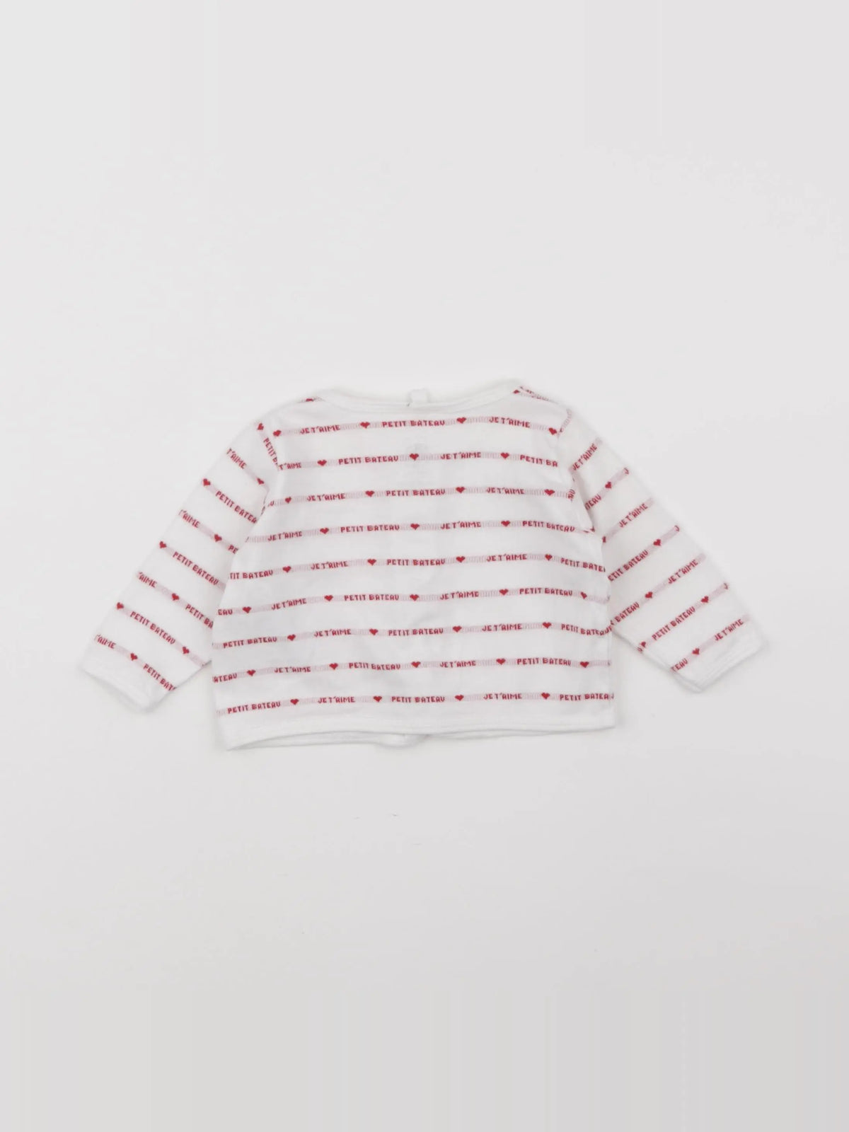 Petit Bateau - tee-shirt blanc, rouge - 6 mois