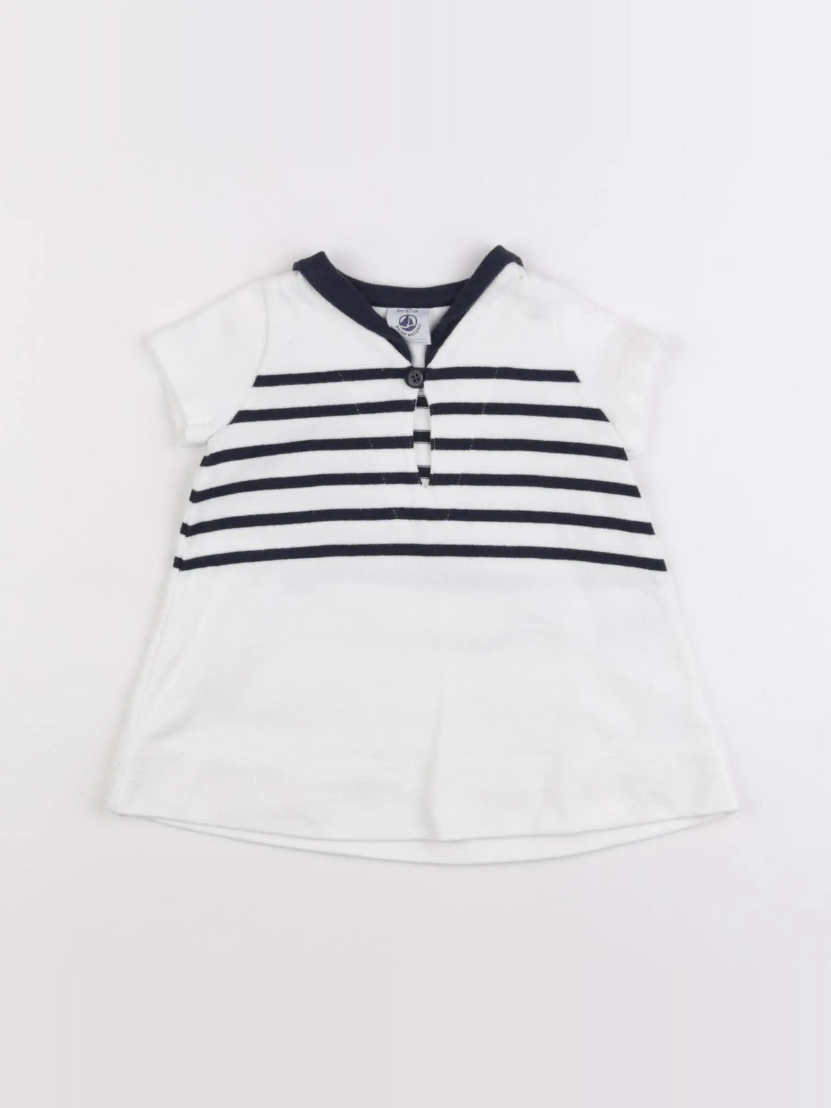 Petit Bateau - robe blanc, bleu - 6 mois