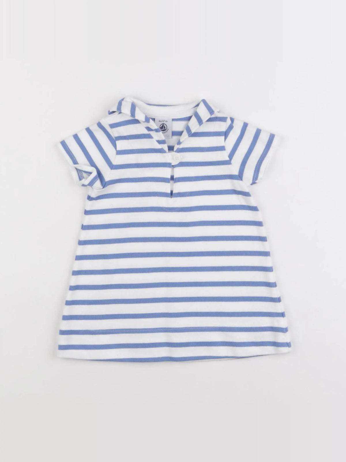 Petit Bateau - robe bleu, blanc - 6 mois