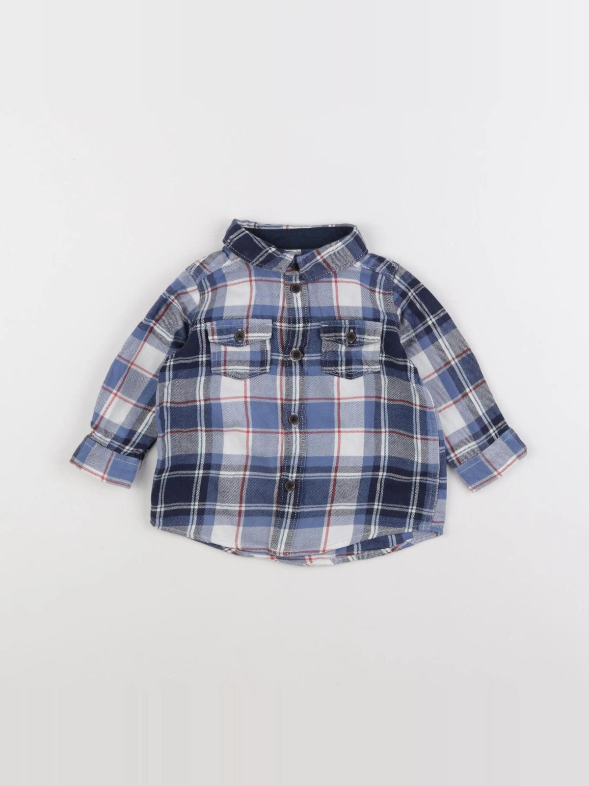 H&M - chemise blanc, bleu - 6 mois