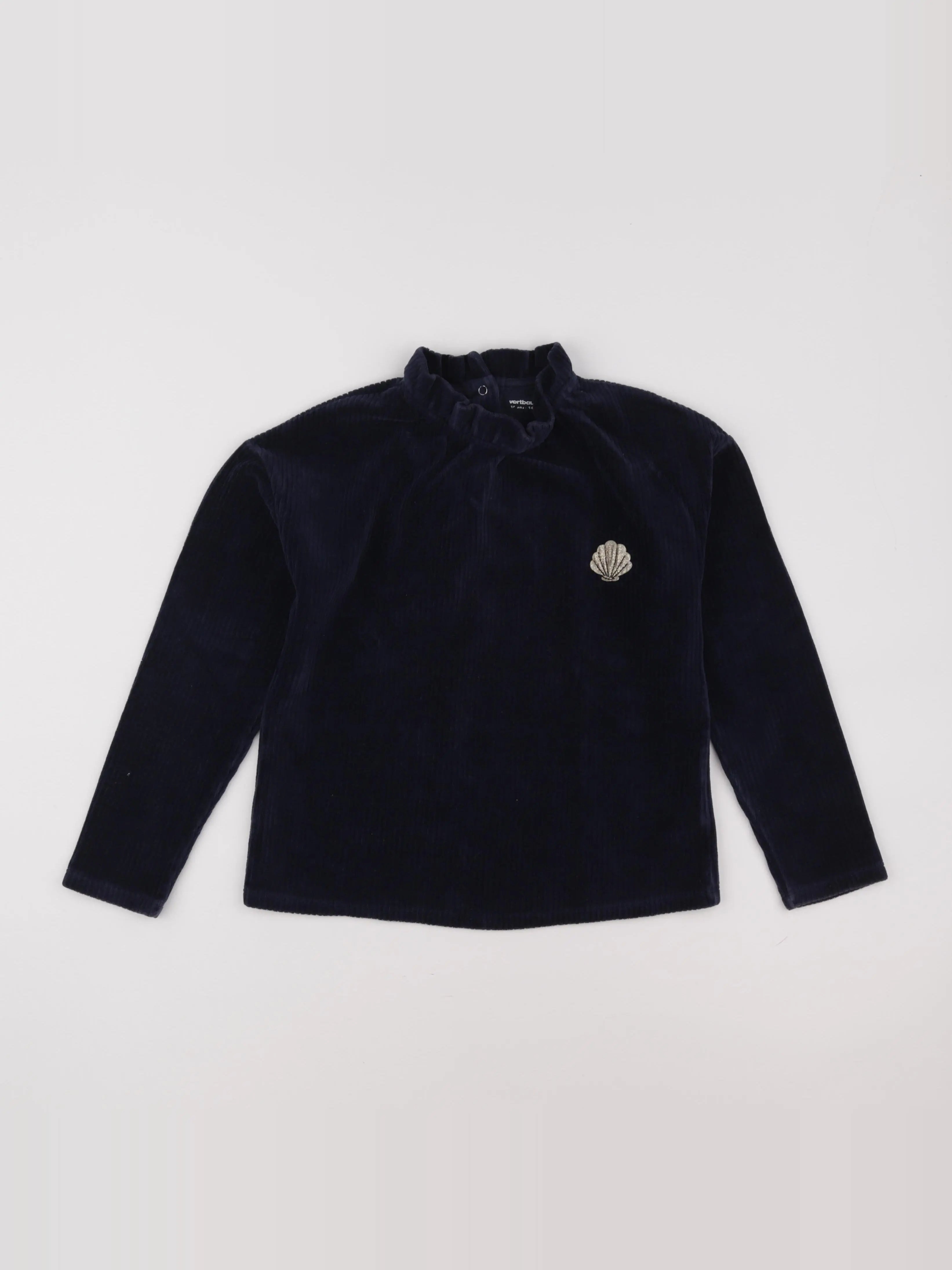 Vertbaudet - sweat velours bleu - 10 ans