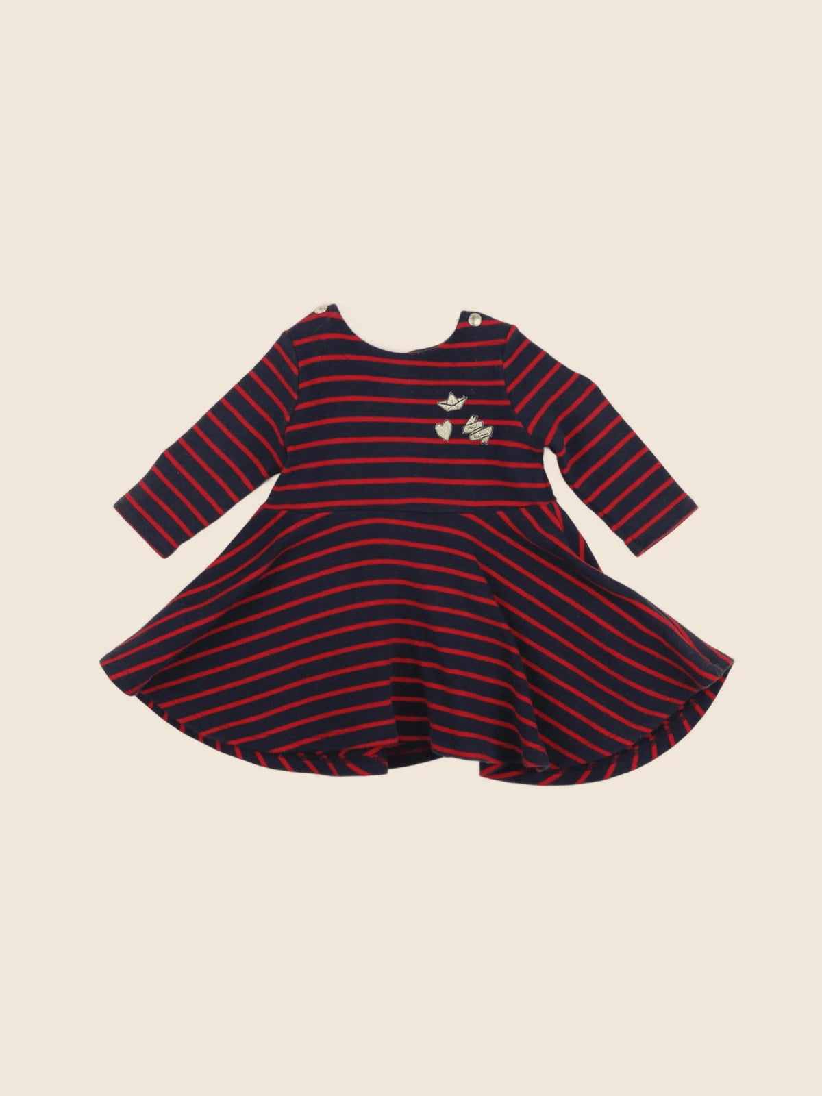 Petit Bateau - robe bleu, rouge - 6 mois