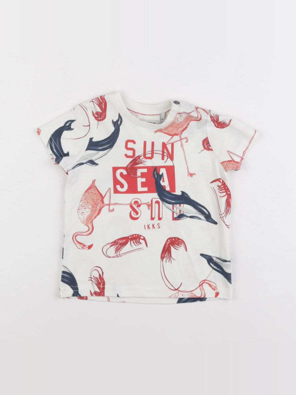 IKKS - tee-shirt blanc, rouge - 12 mois
